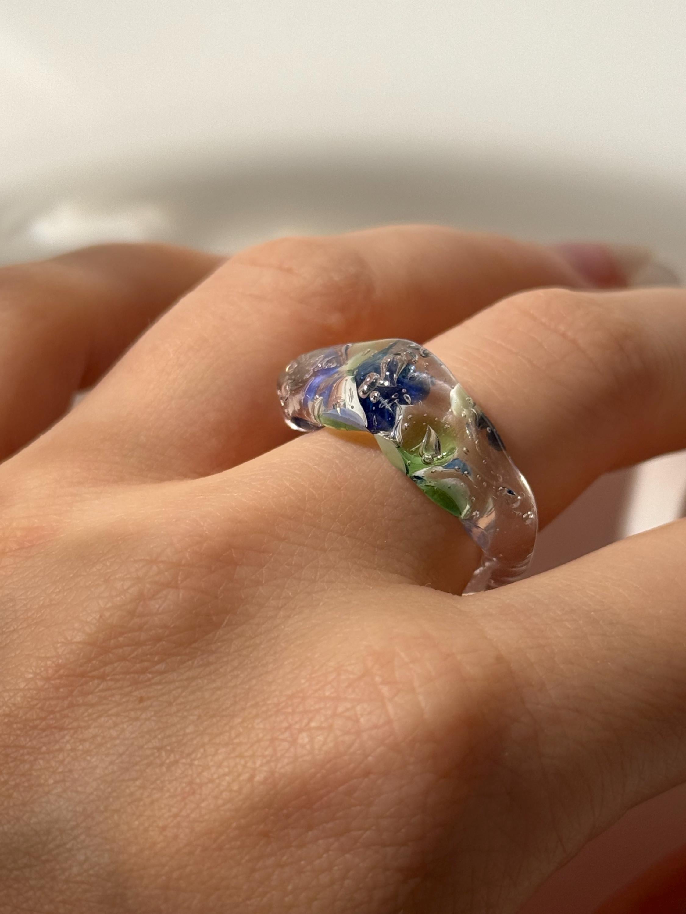 Dotted Colorful Glass Ring