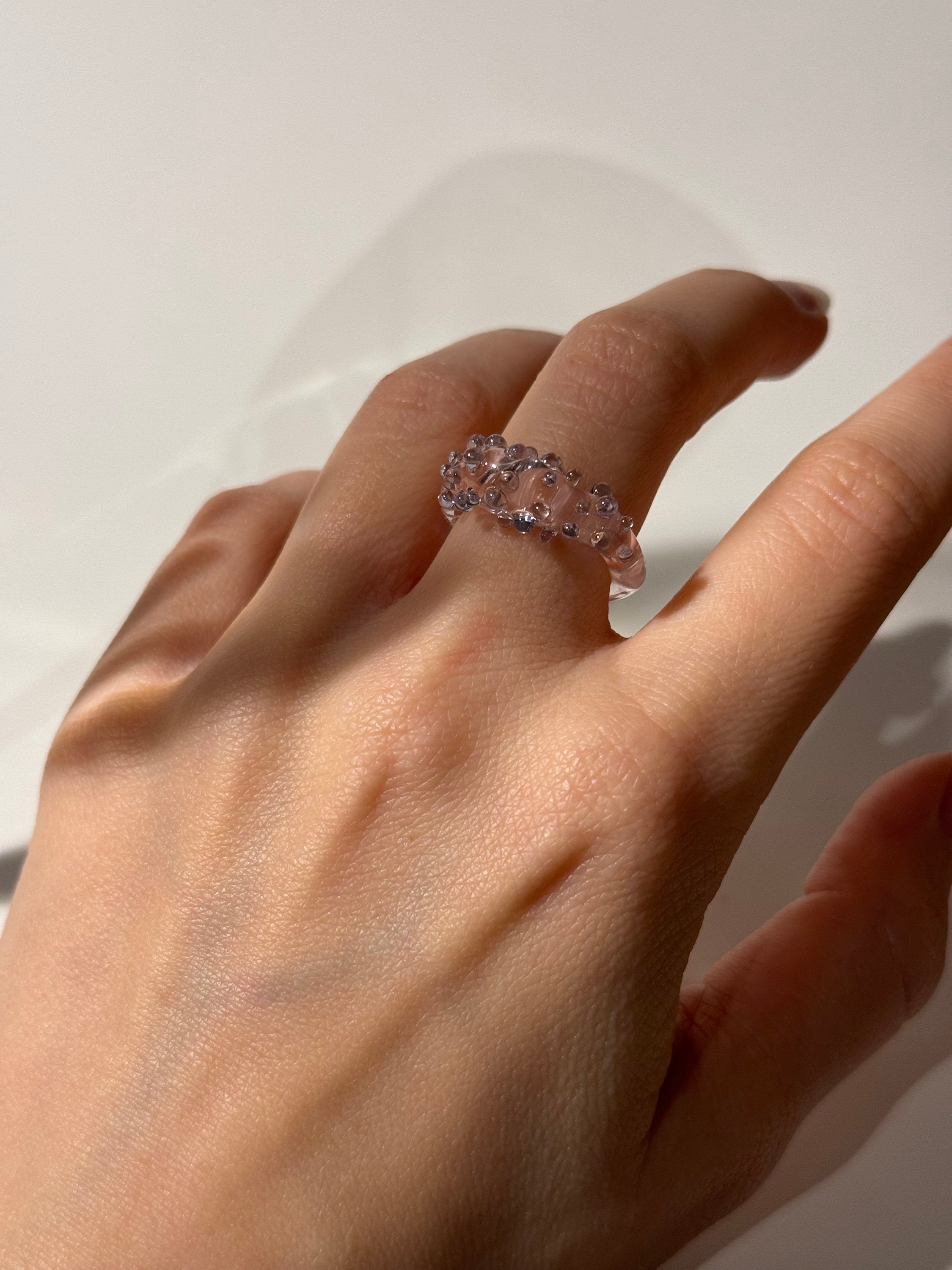 Rose and Purple Dotted Glass Ring