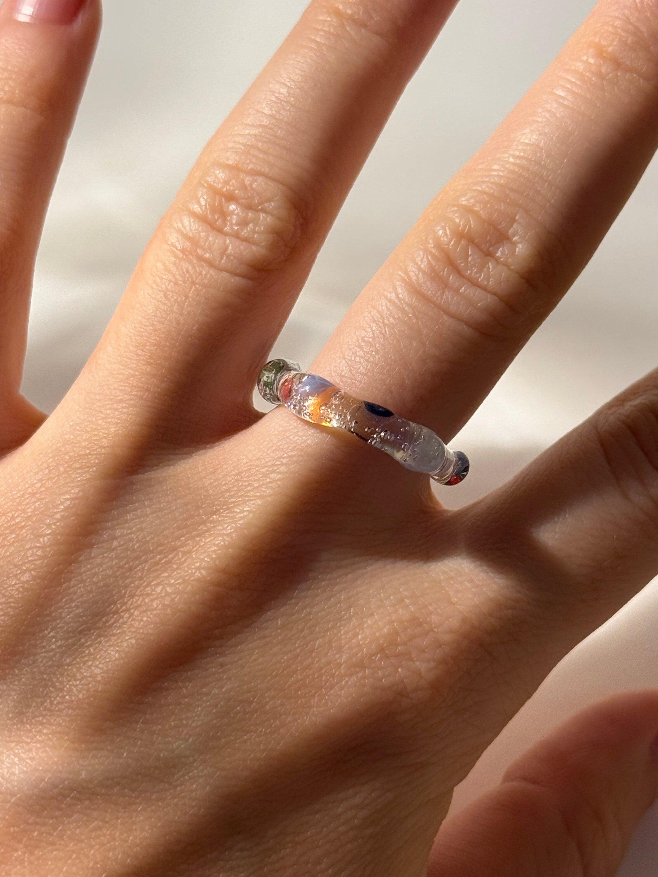 Colorful Clear Glass Ring