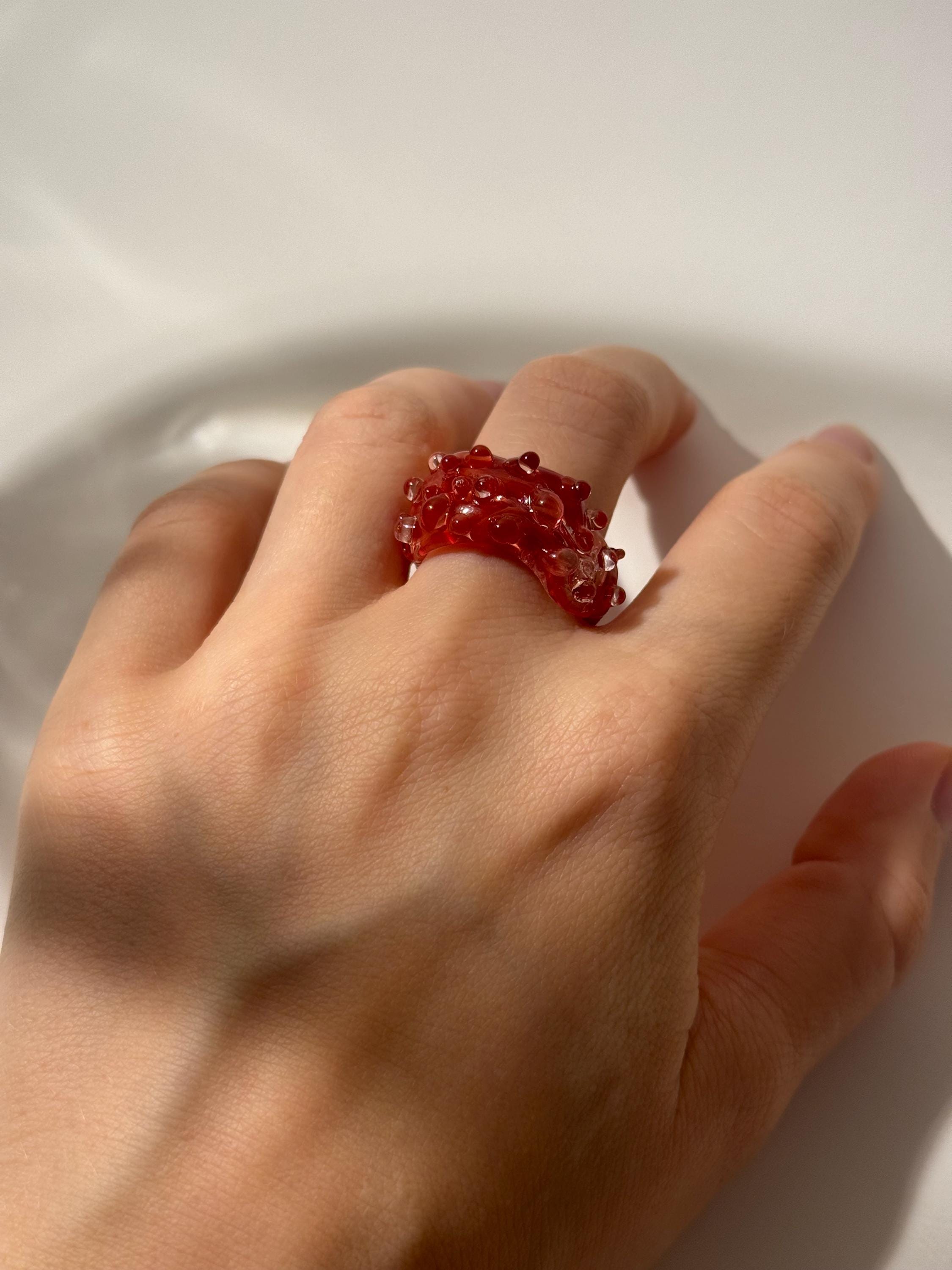 Chunky Red Glass Ring