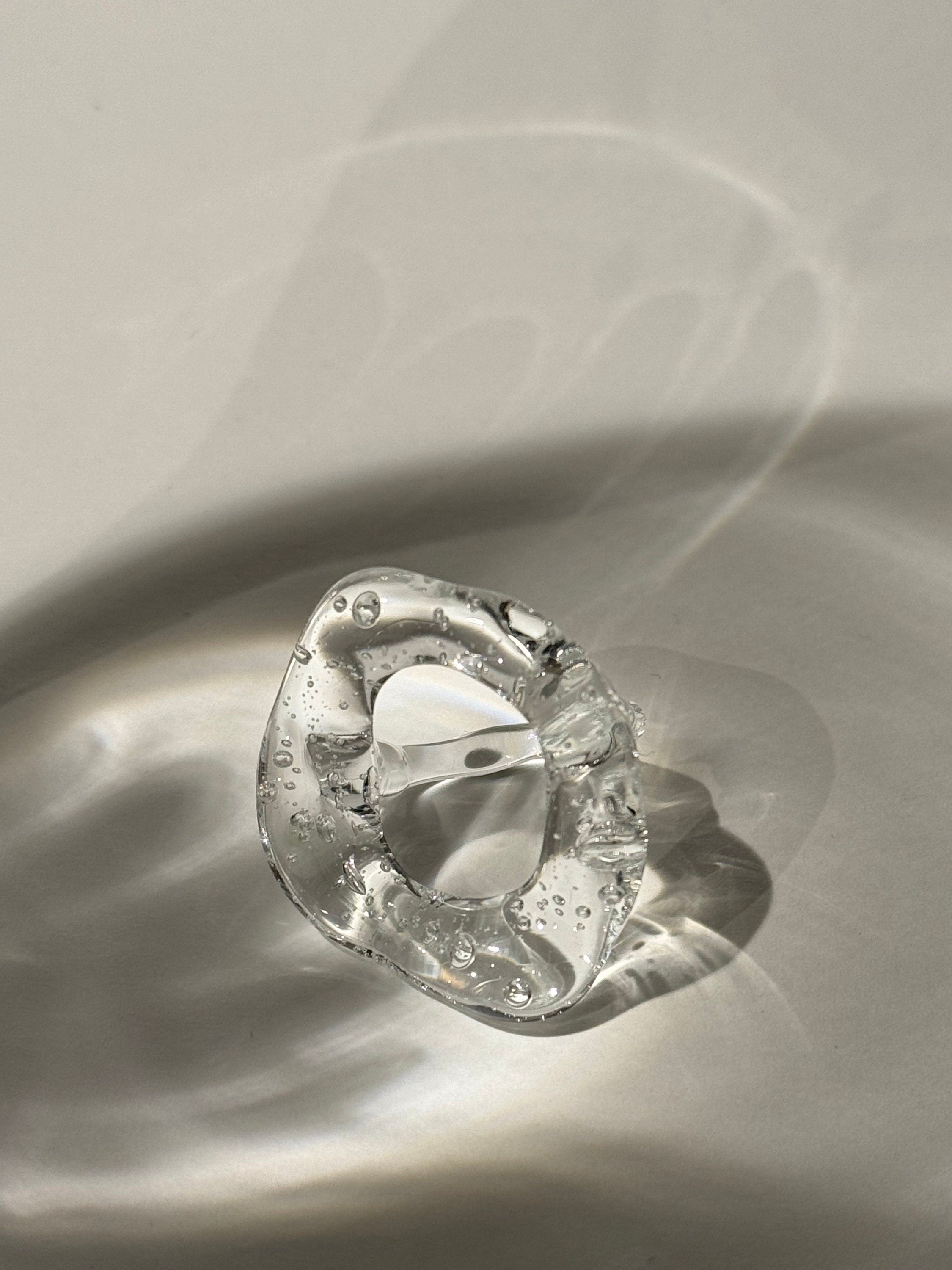 Clear Chunky Circle Glass Ring