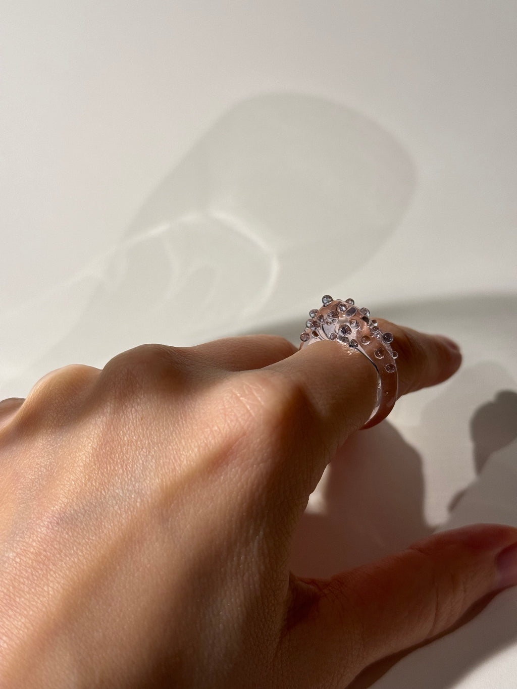 Rose and Purple Dotted Glass Ring