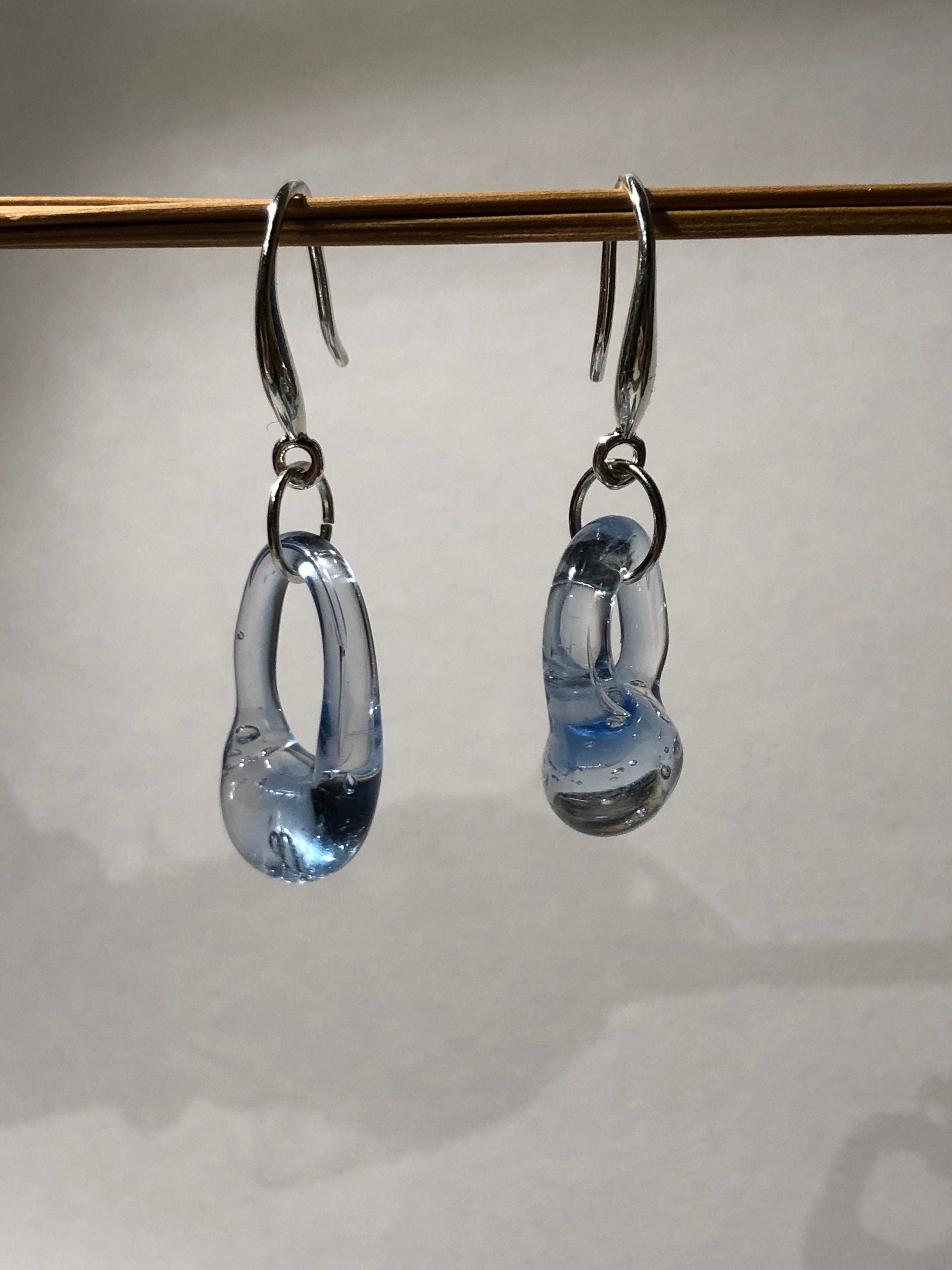 TIny Blue Glass Earrings