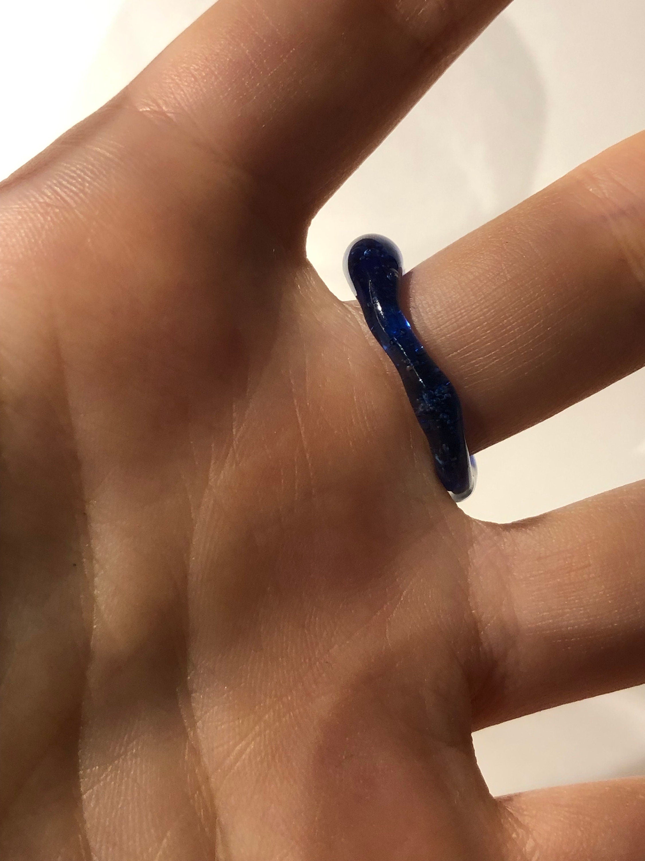 Deep blue Glass Ring