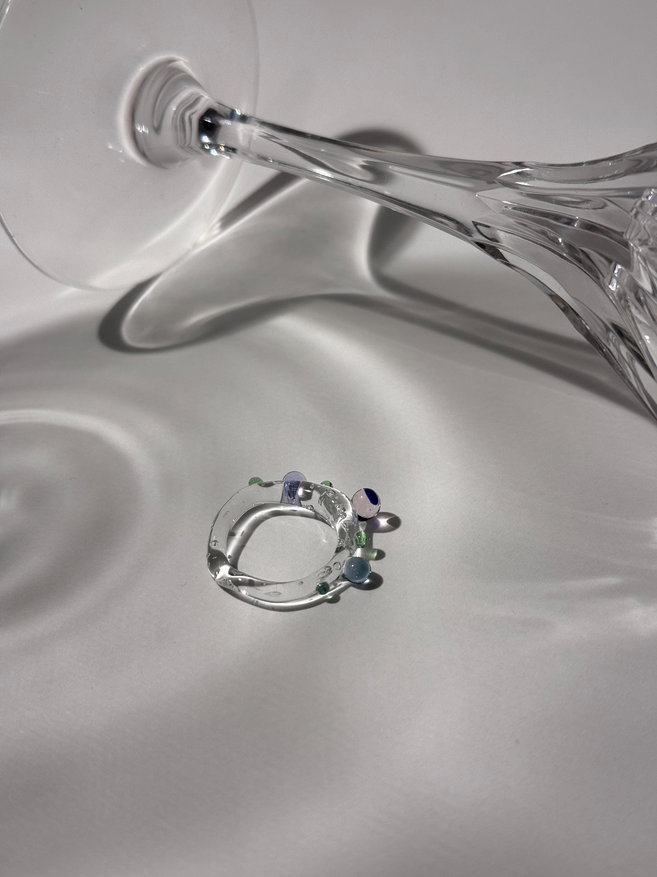 Colourful Pebbel Glass Ring