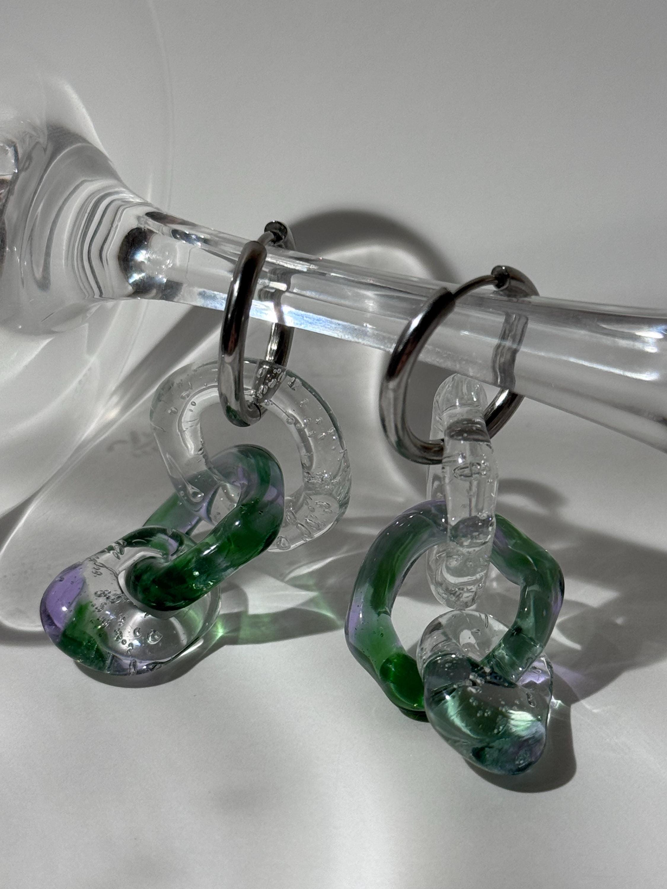 Purple and Green Earrings