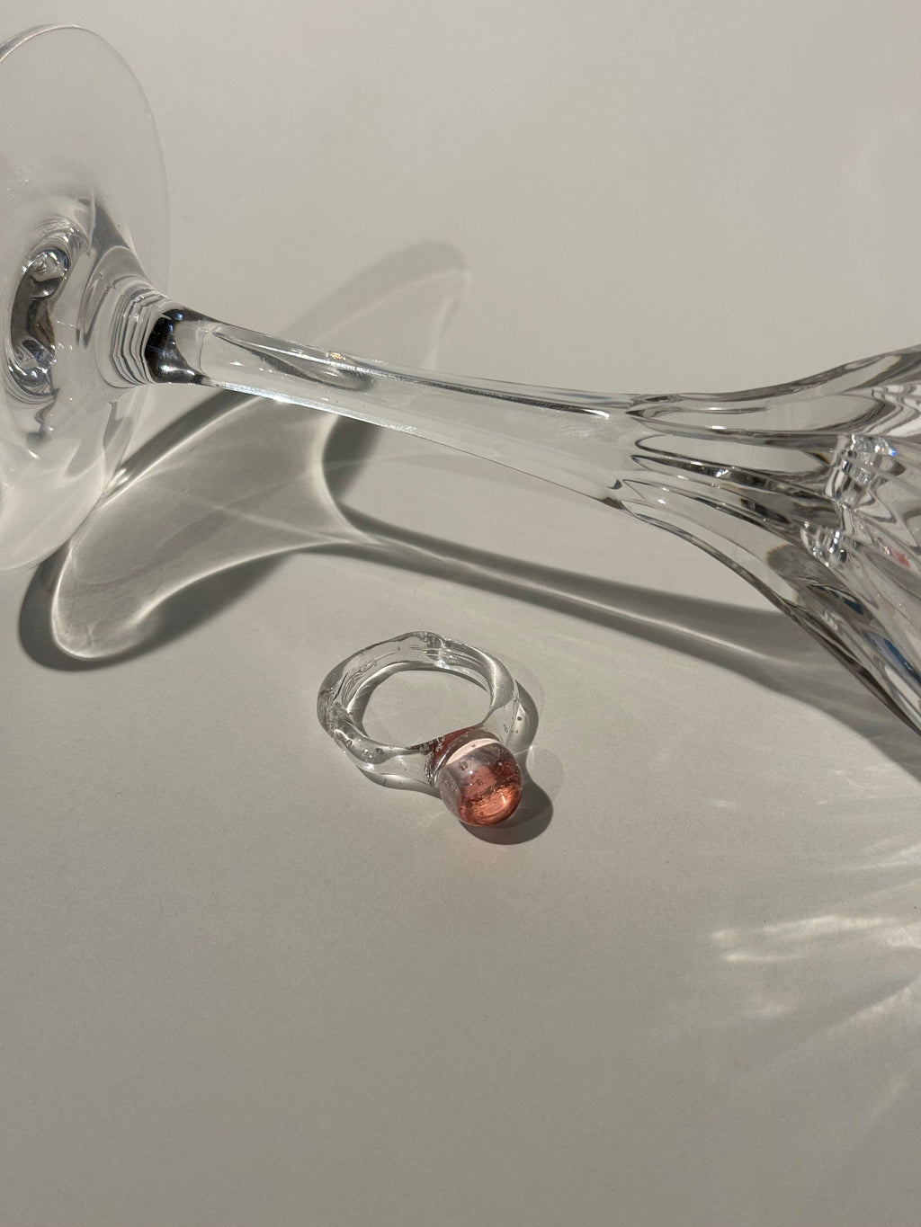 Red and Rose Layered  Glass Ring
