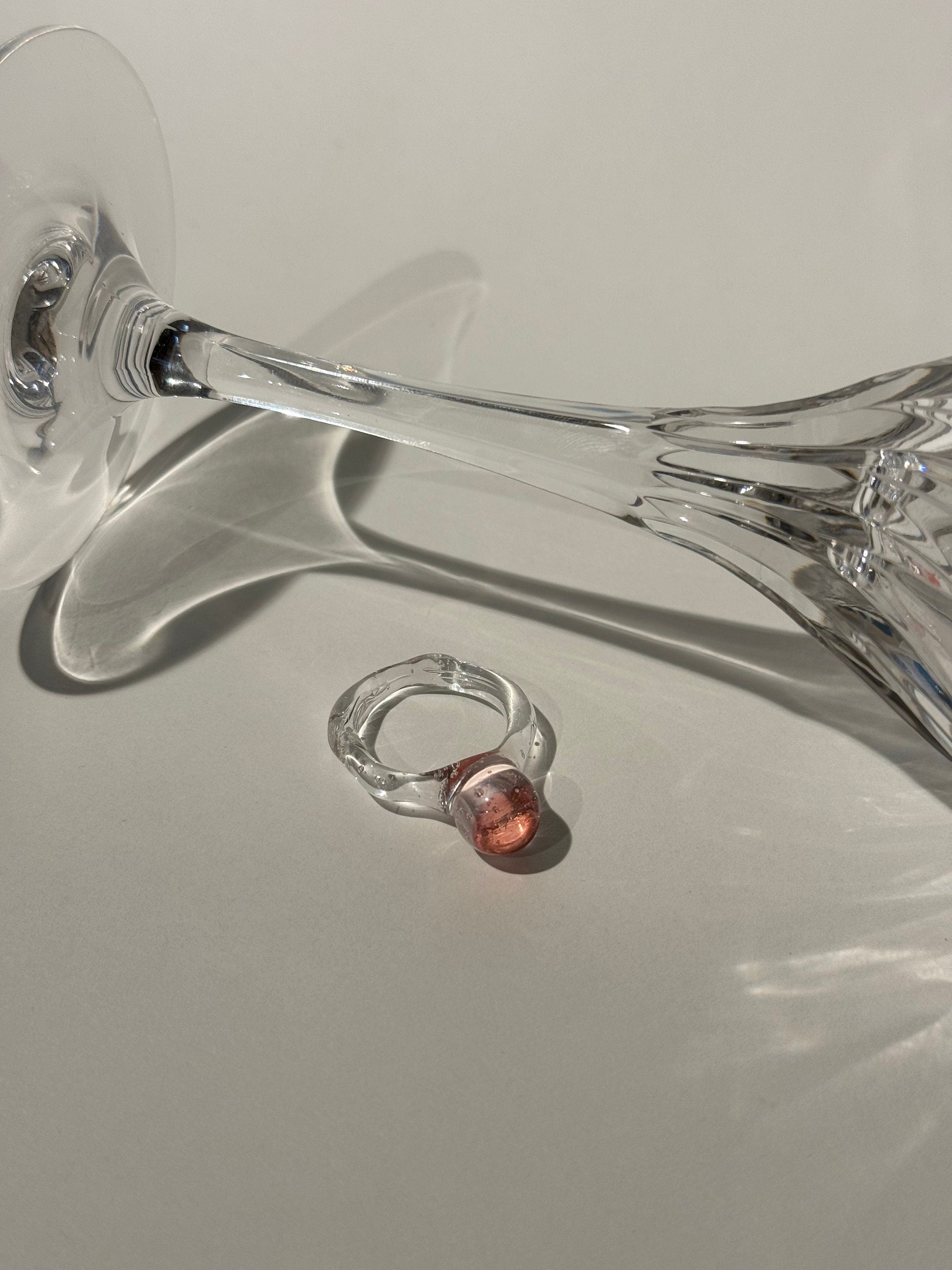 Red and Rose Layered  Glass Ring