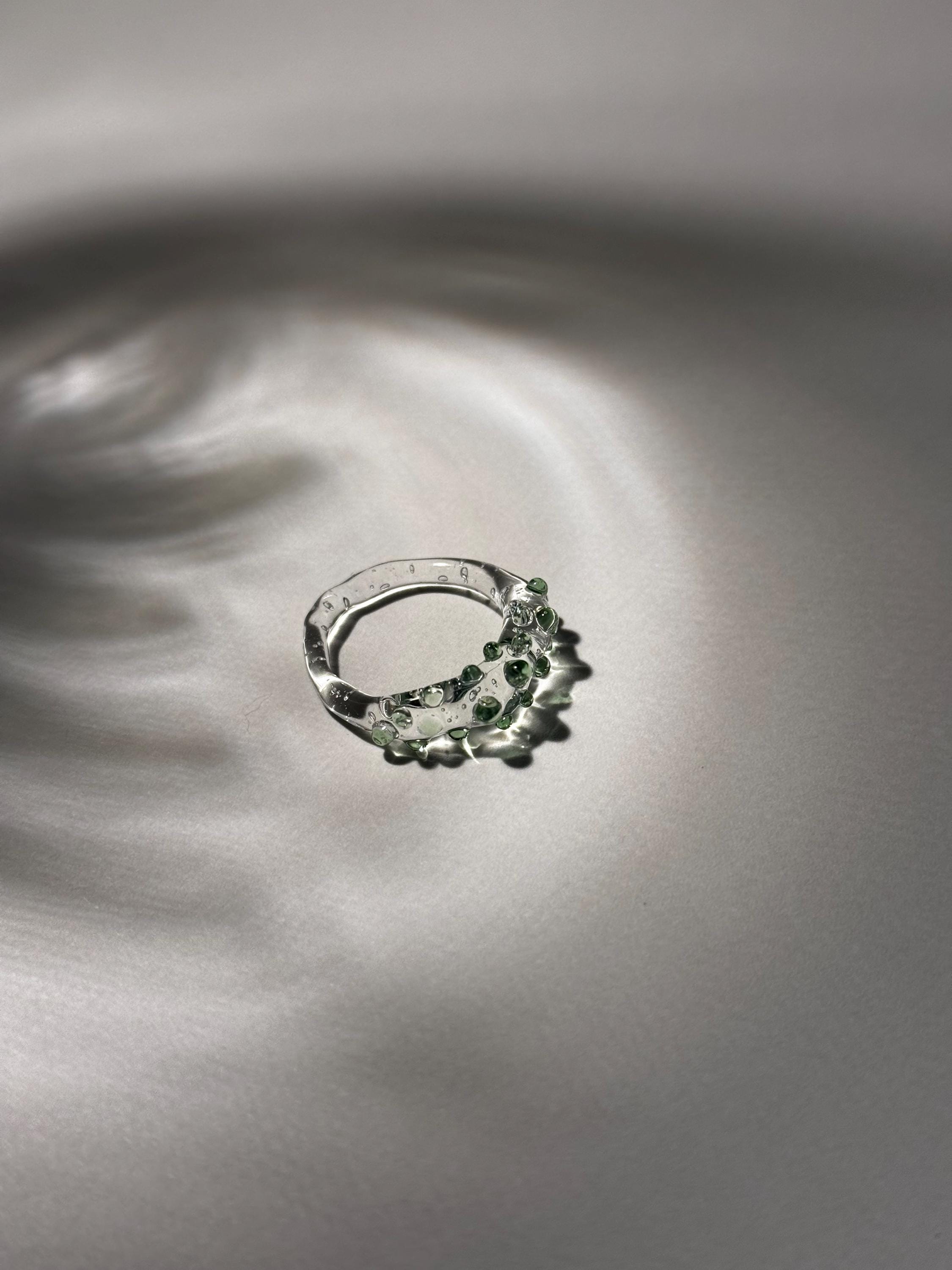 Green dotted Glass Ring