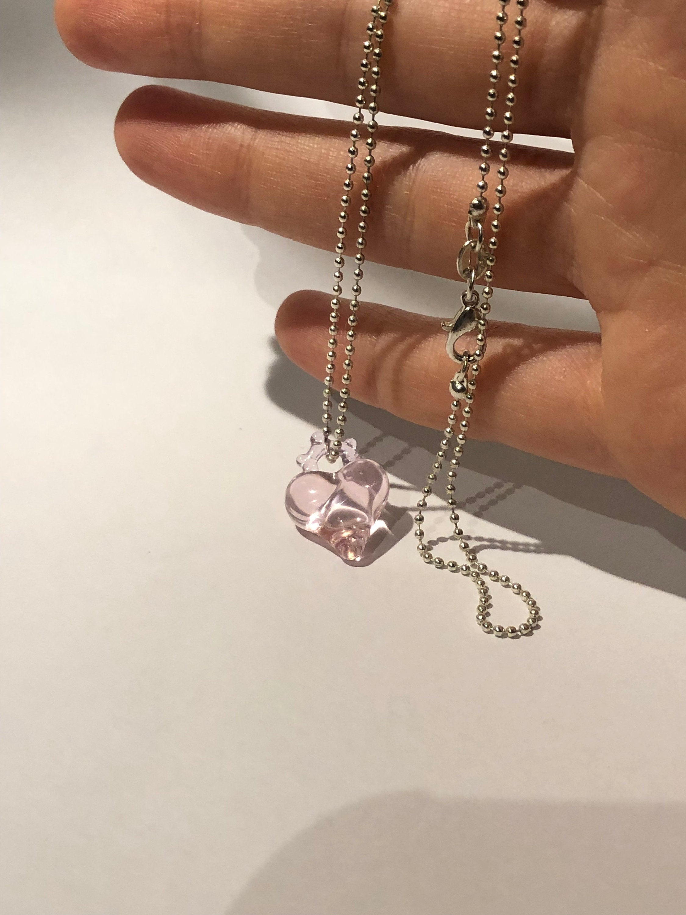 Rose Glass Heart Necklace