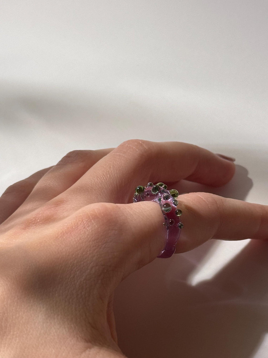 Purple and green dotted Glass Ring