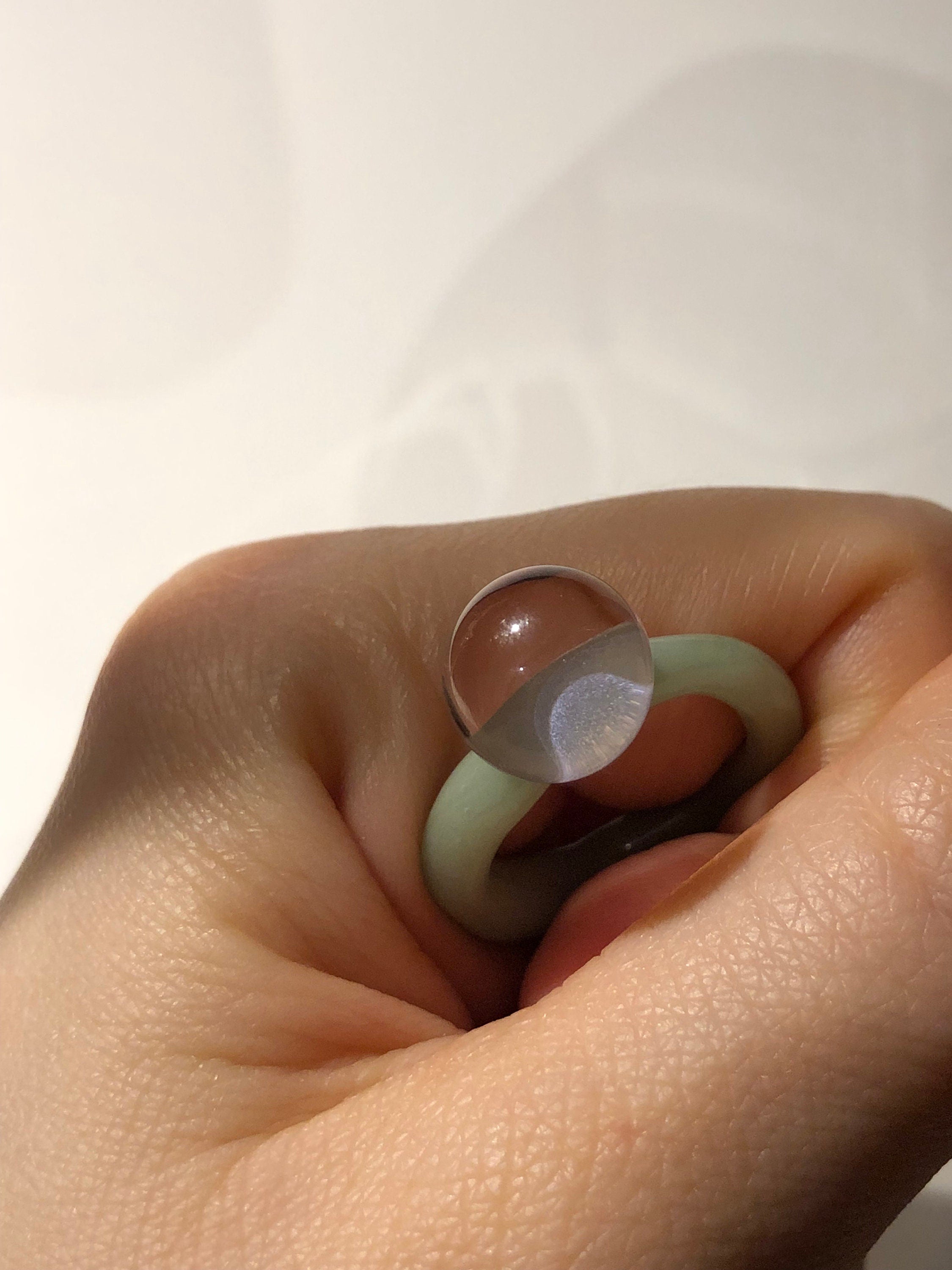 Bubbly mint and rose glass ring