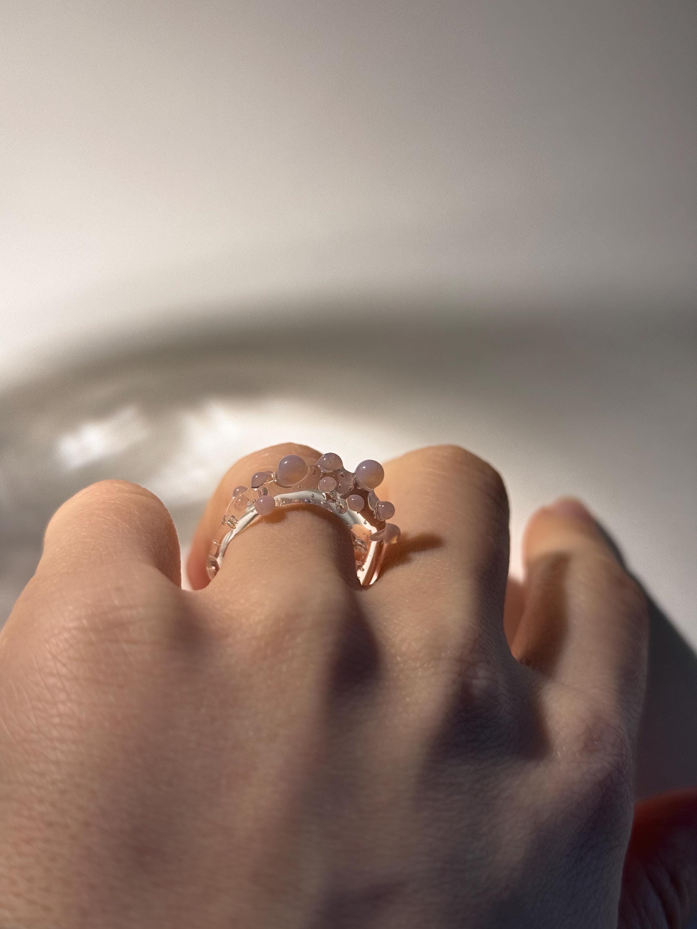 Tiny Pink Bubbles Glass Ring