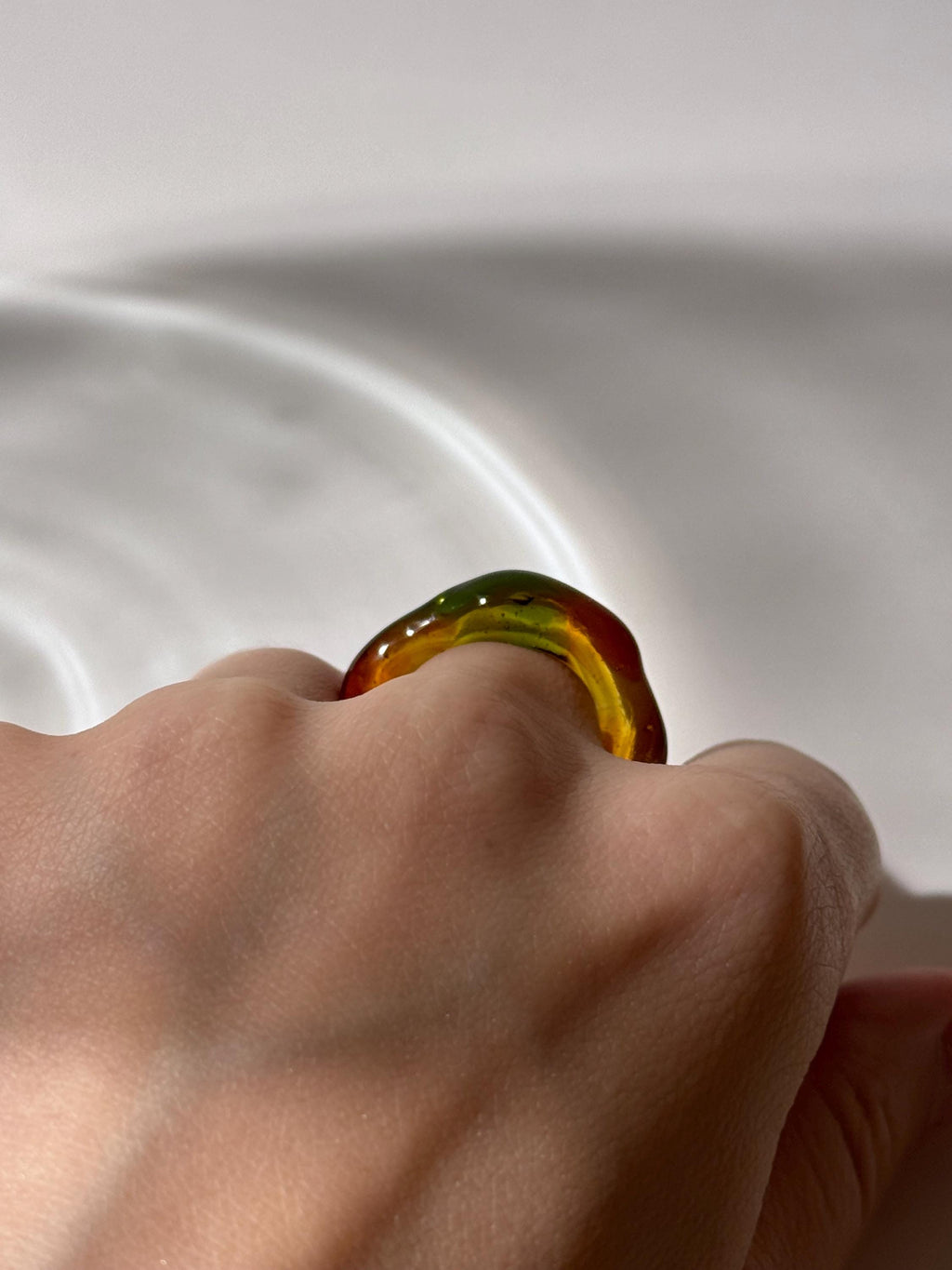 Autumn Leaves Inspired Glass Ring