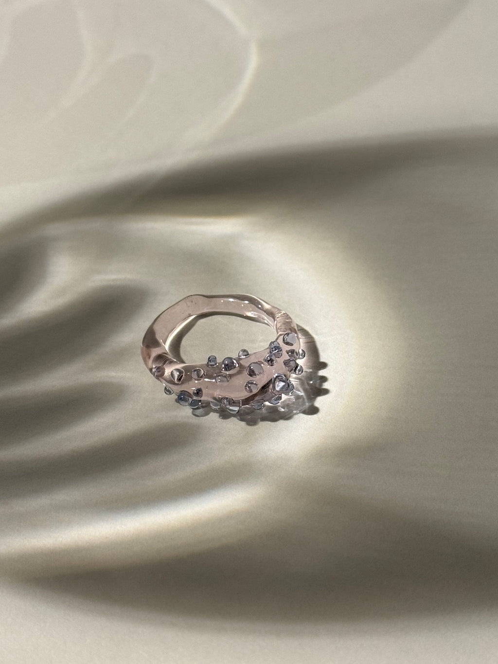 Rose and Purple Dotted Glass Ring