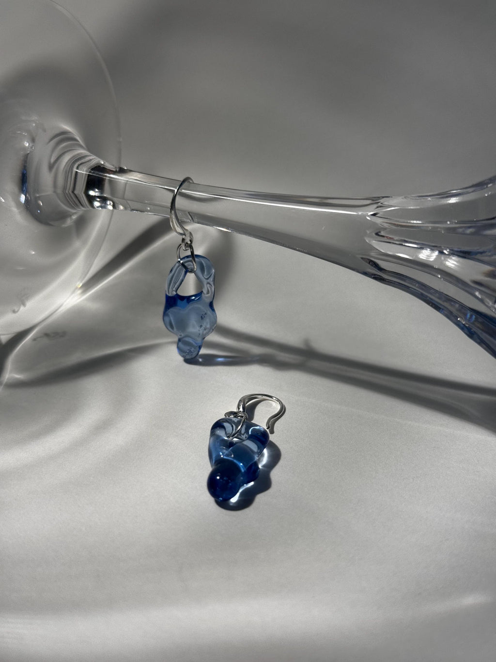 Blue Raindrop Glass Earrings