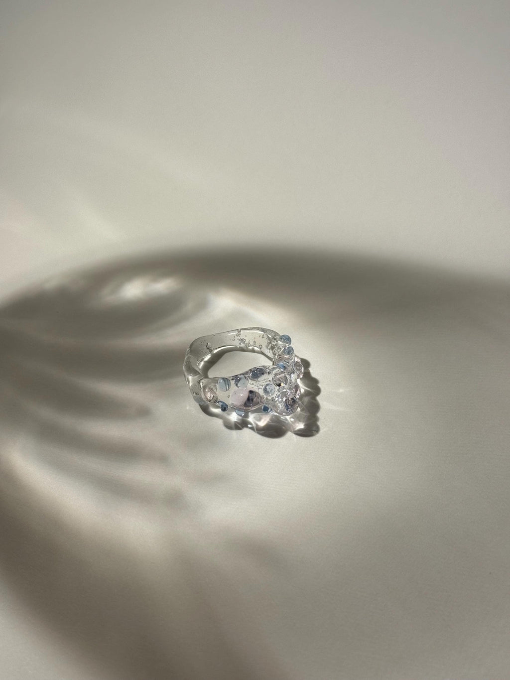 Bubbly blue and rose Glass Ring