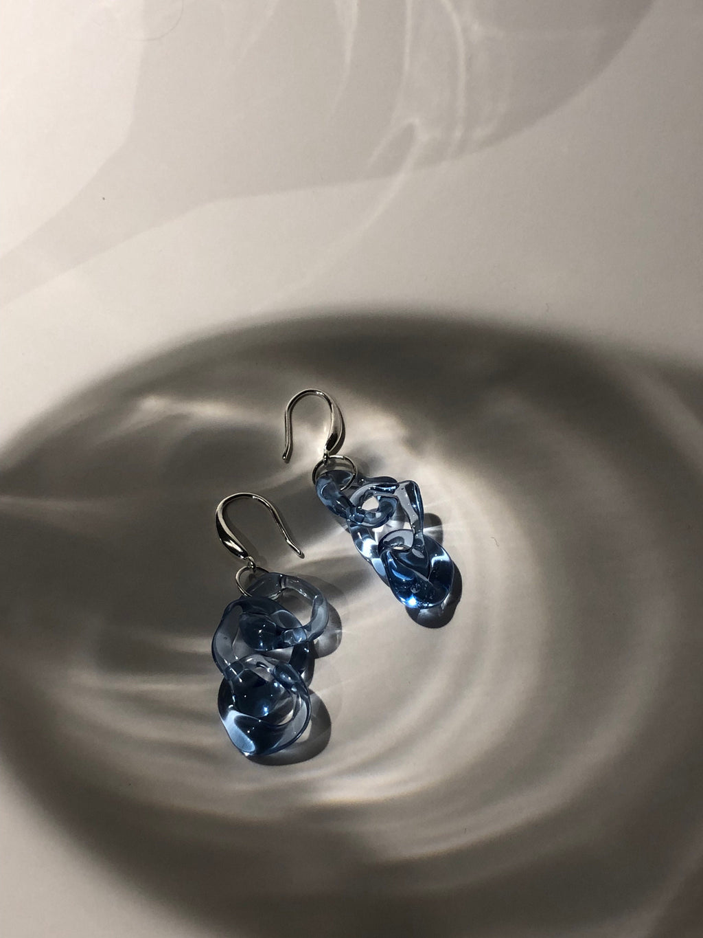 Handcrafted Blue Borosilicate Glass Chainlink Earrings