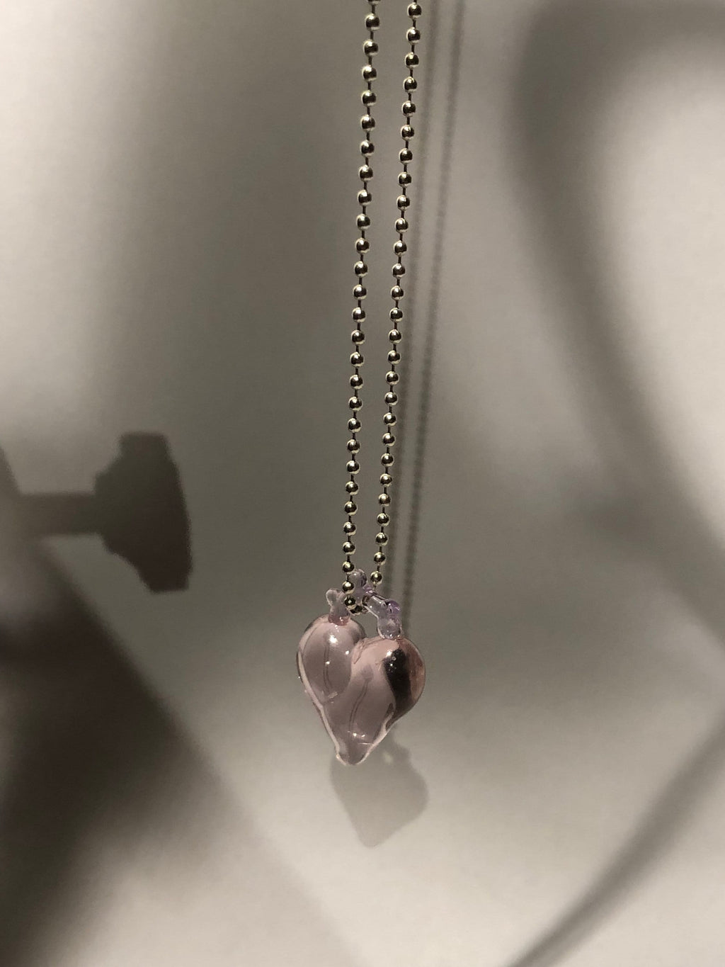 Rose Glass Heart Necklace