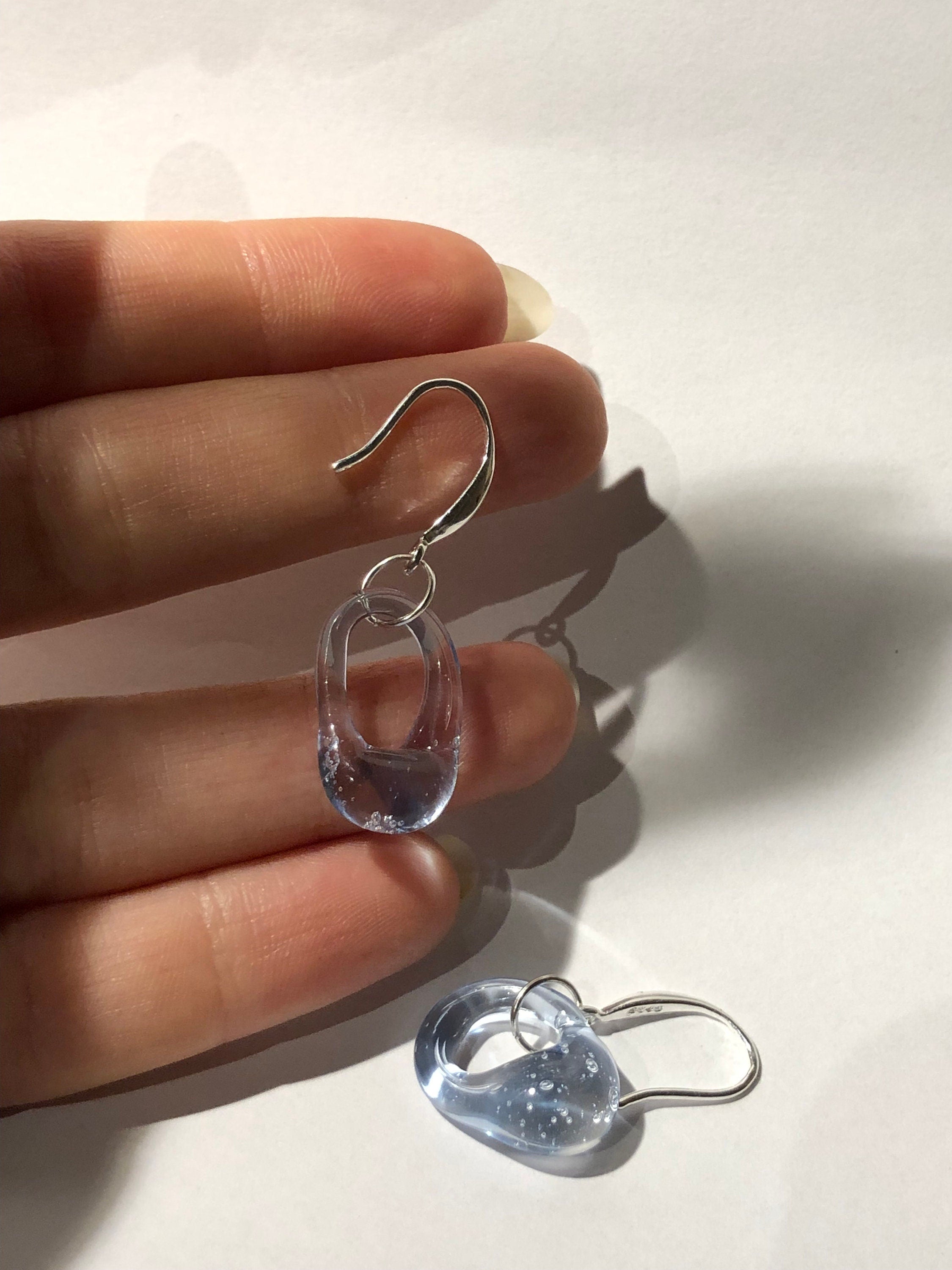 Handmade Blue Borosilicate Glass Earrings