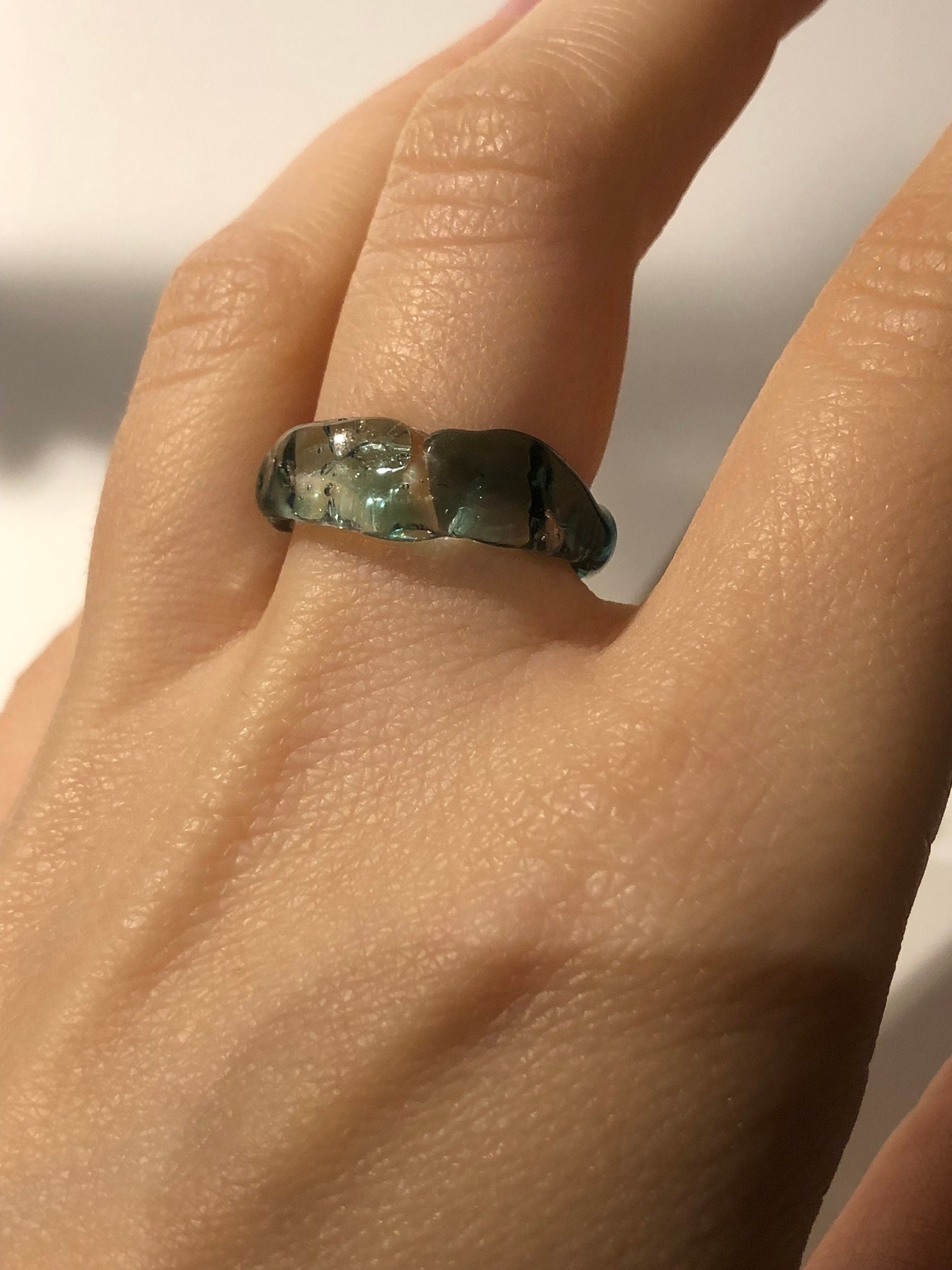 Handcrafted Turquoise Water Glass Ring