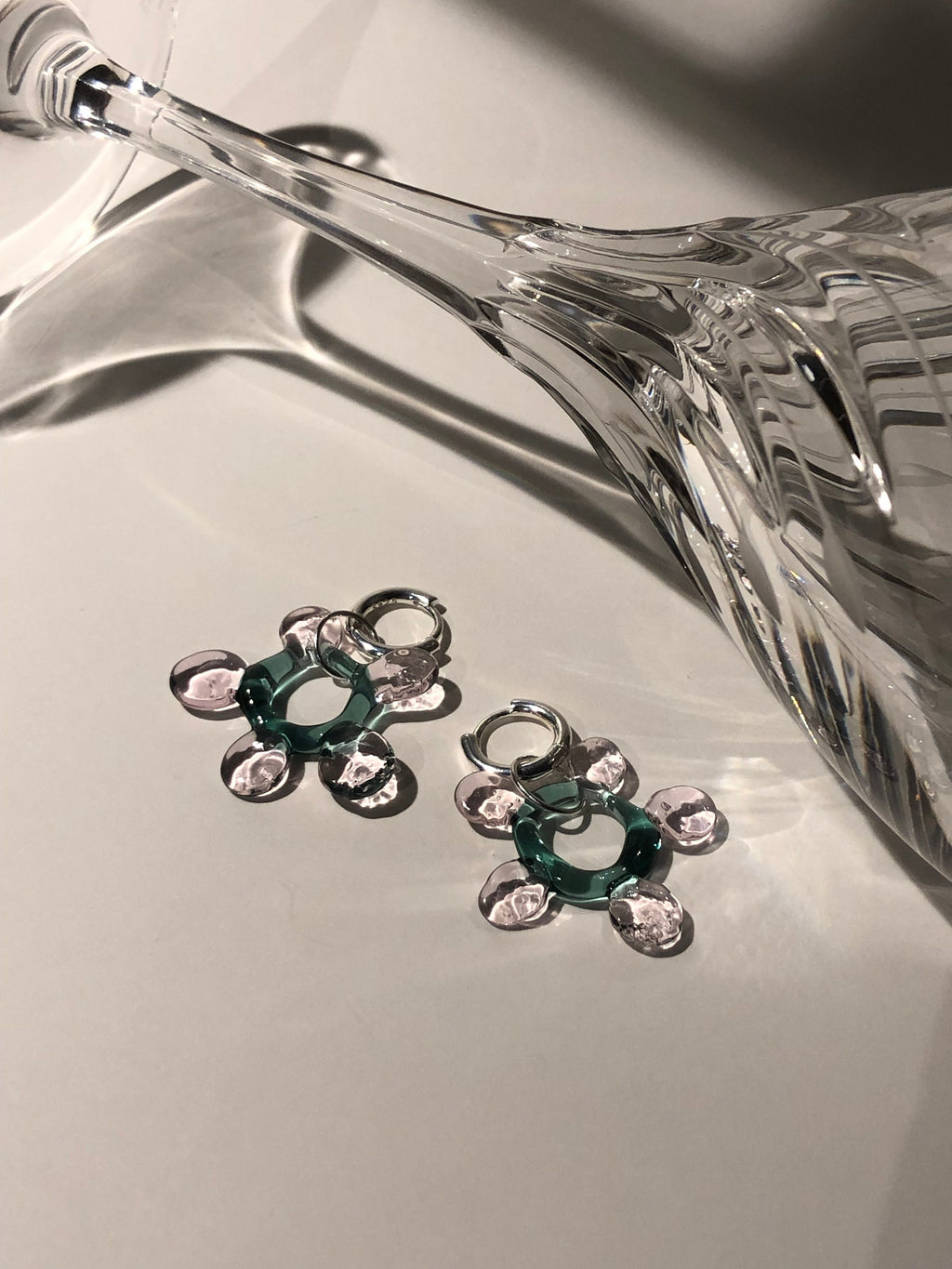 Handcrafted Glass Flower Hoop Earrings