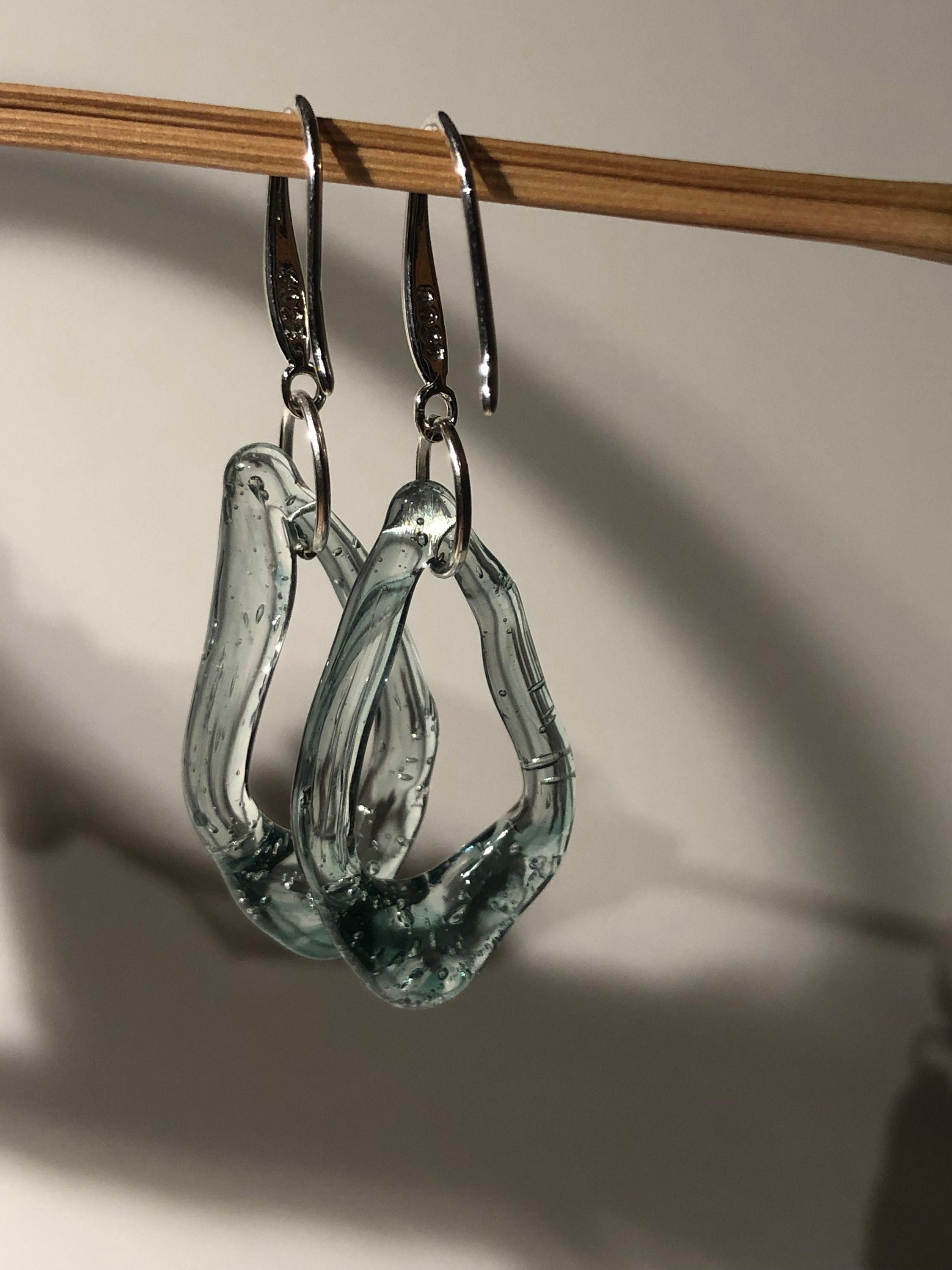 Handmade Turquoise Tropical Borosilicate Glass Loop Earrings