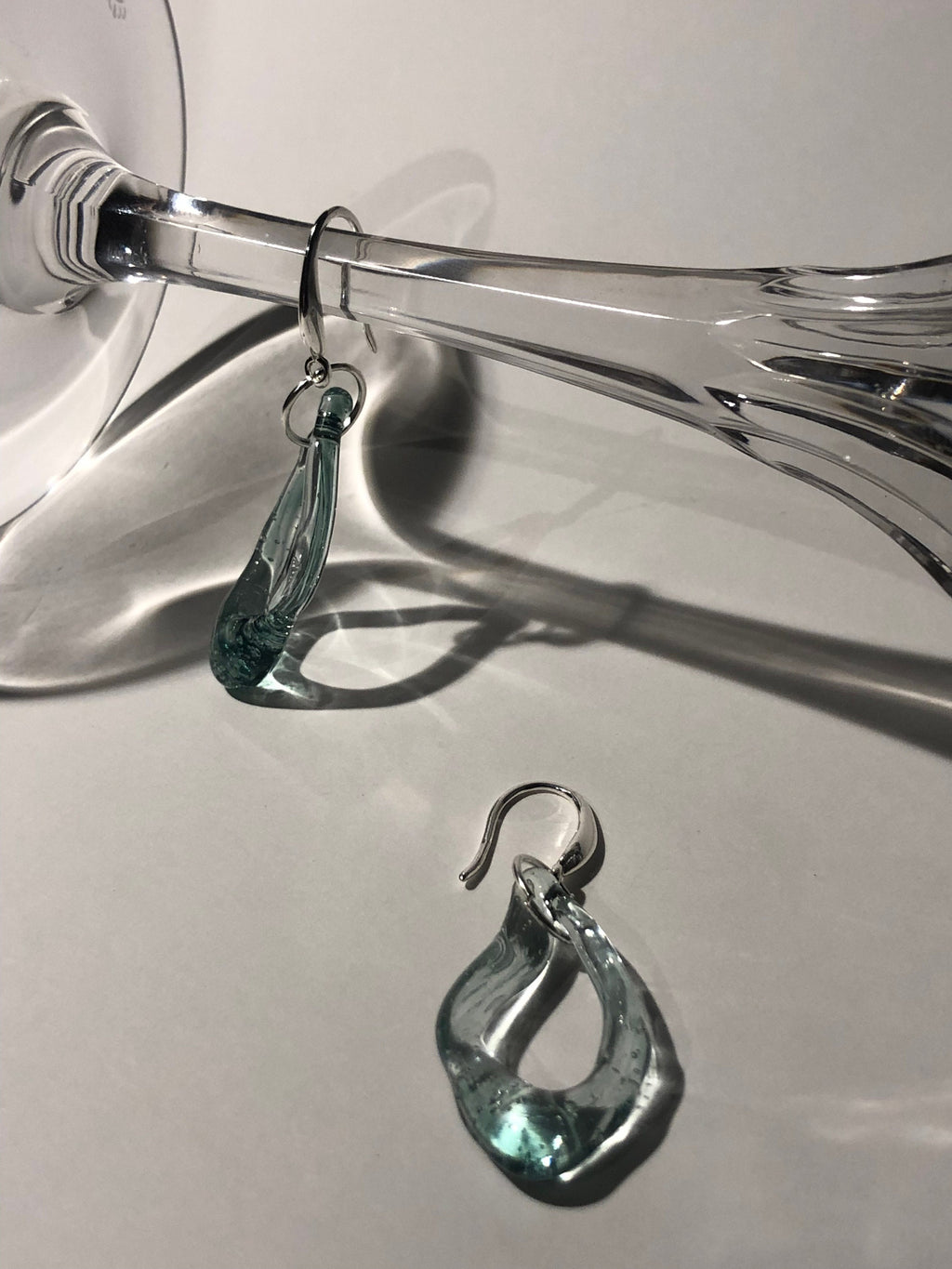 Handmade Turquoise Tropical Borosilicate Glass Loop Earrings
