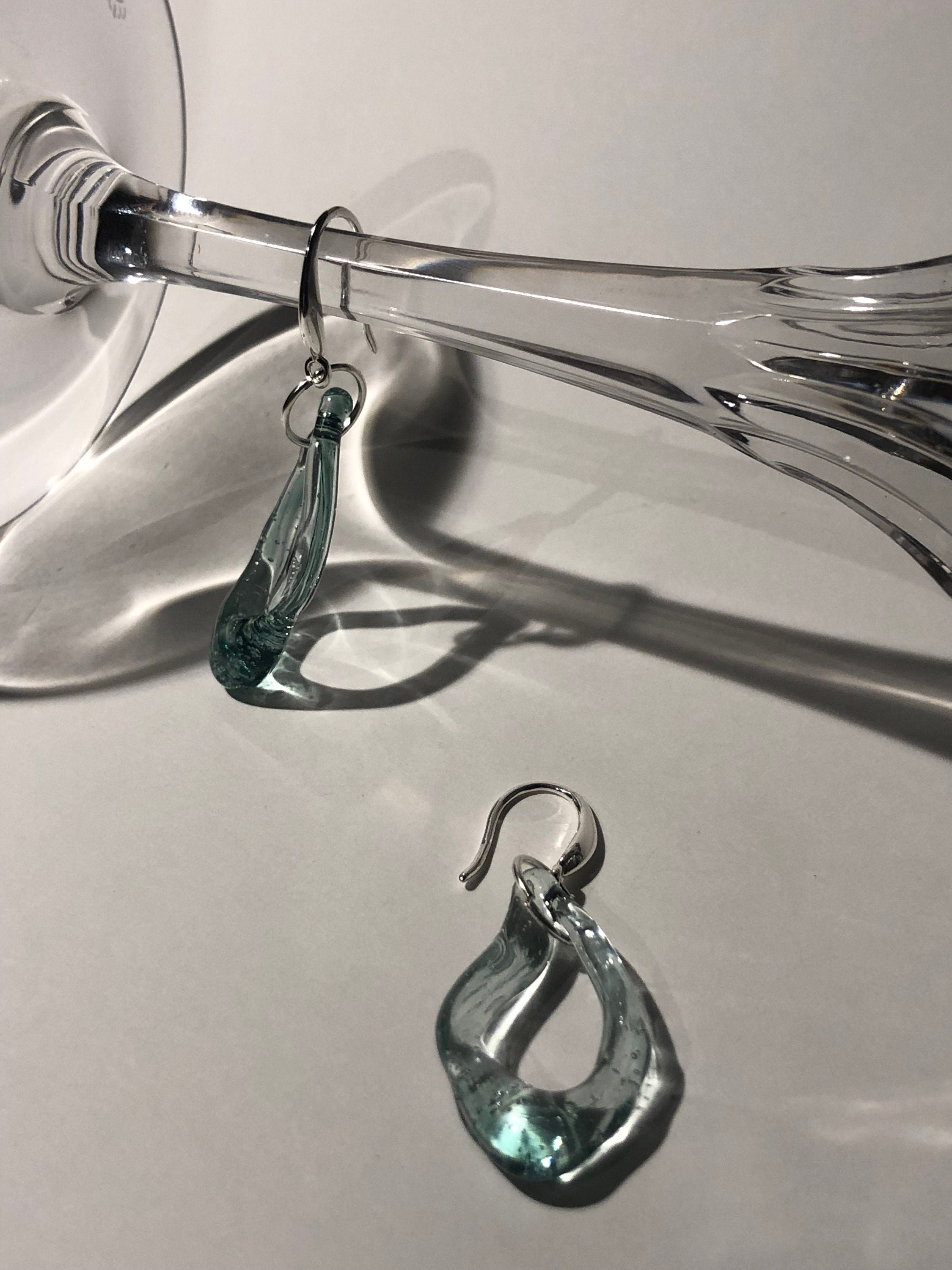 Handmade Turquoise Tropical Borosilicate Glass Loop Earrings