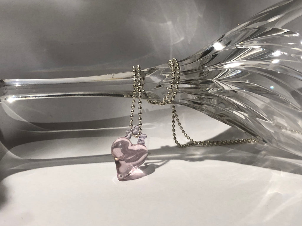 Rose Glass Heart Necklace
