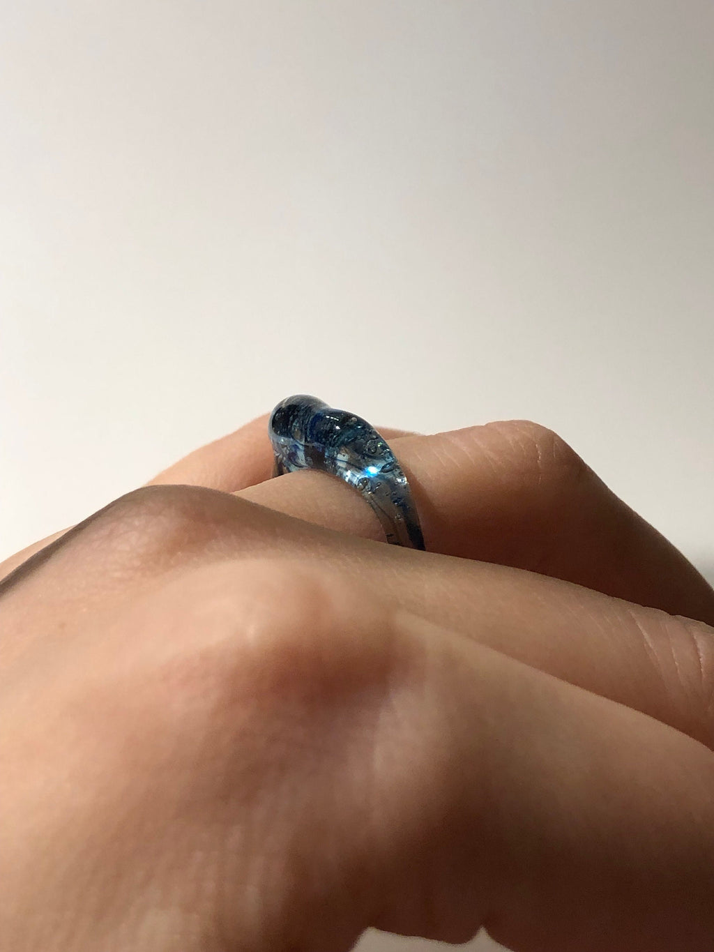 Ocean Blue Swirl Glass Ring