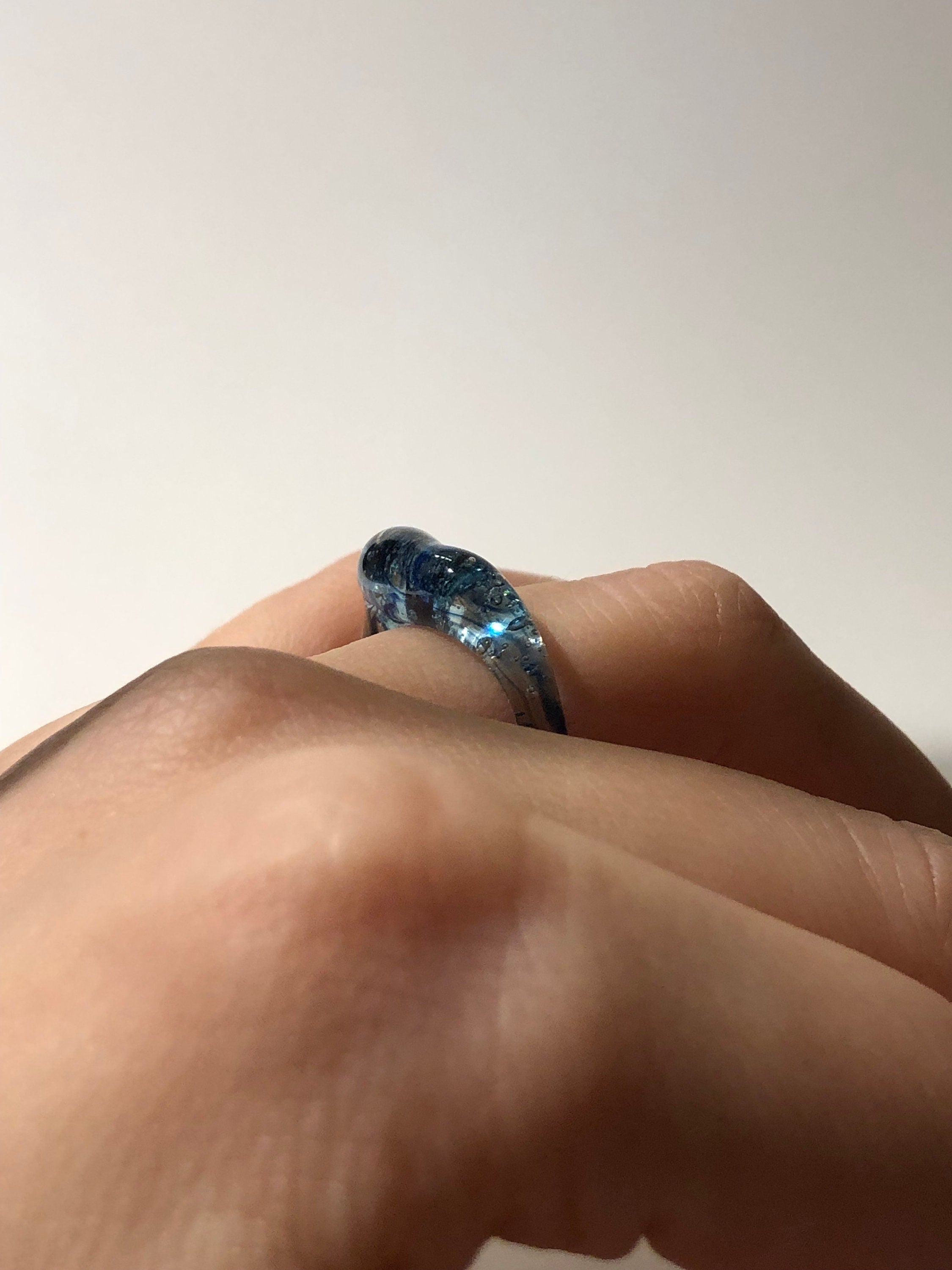 Ocean Blue Swirl Glass Ring