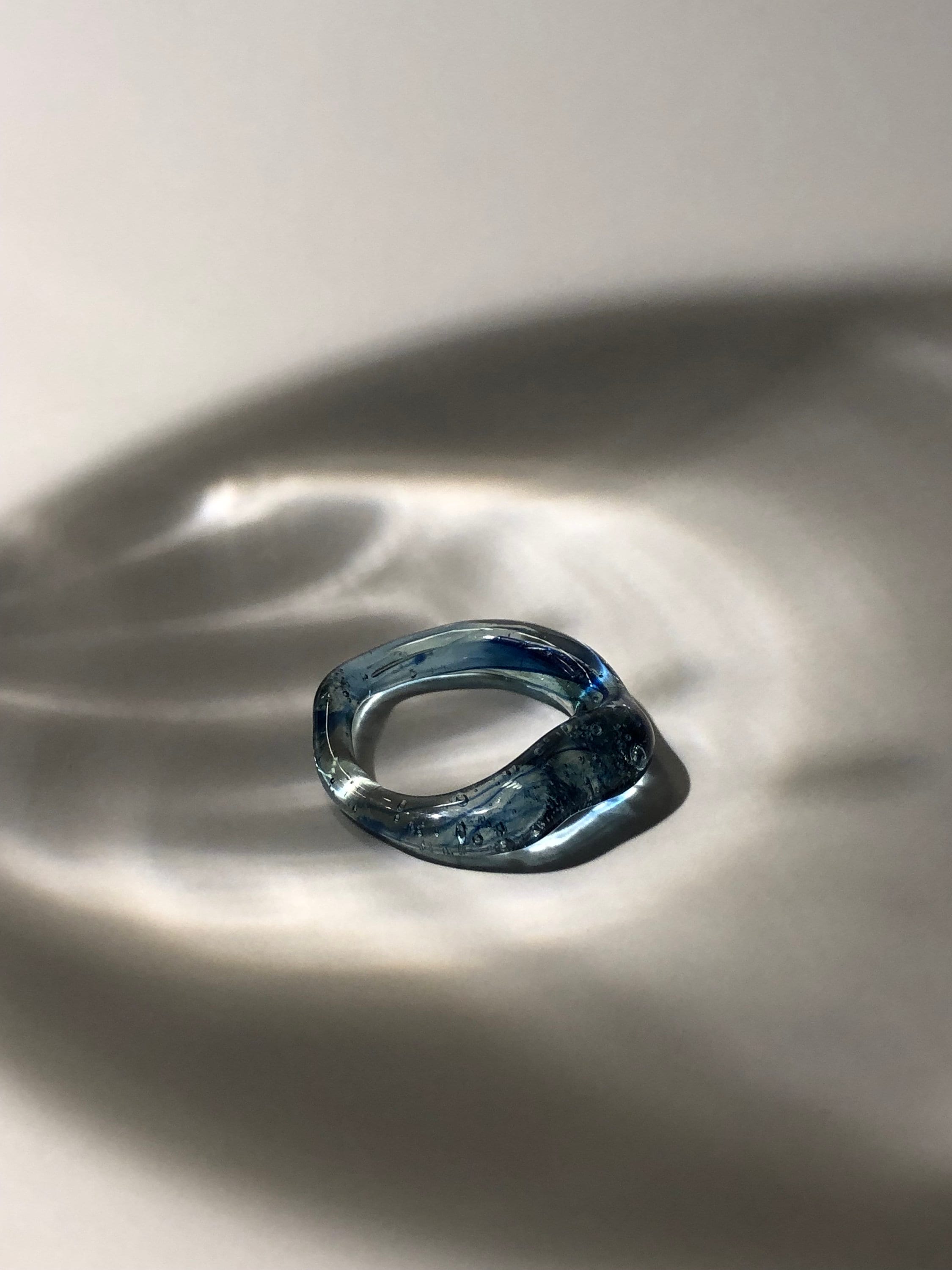 Ocean Blue Swirl Glass Ring