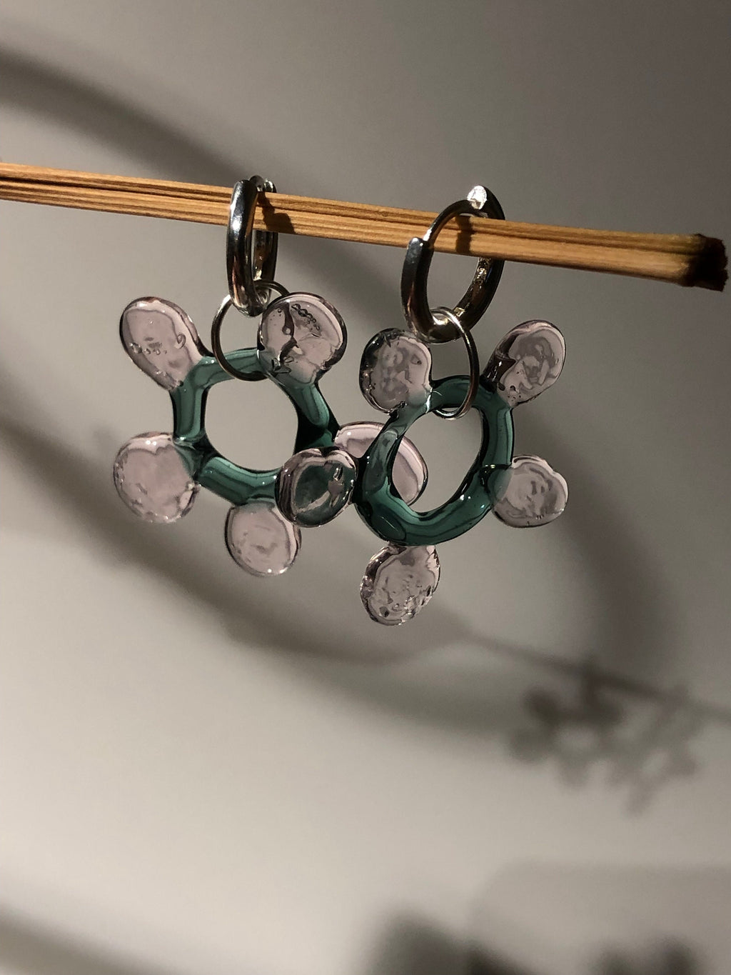 Handcrafted Glass Flower Hoop Earrings