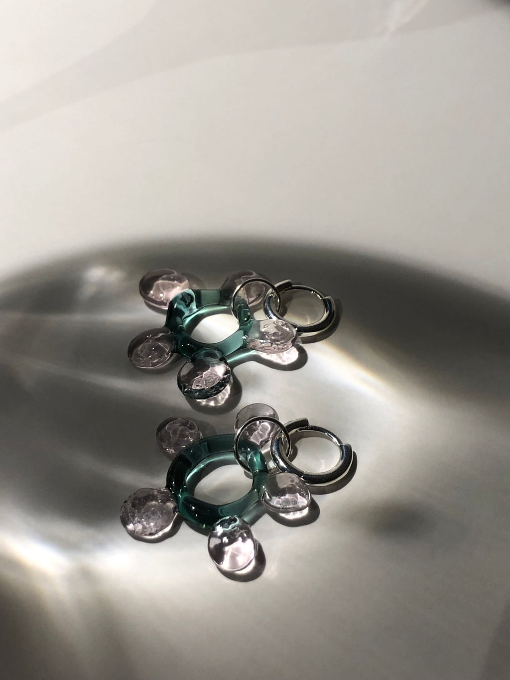 Handcrafted Glass Flower Hoop Earrings