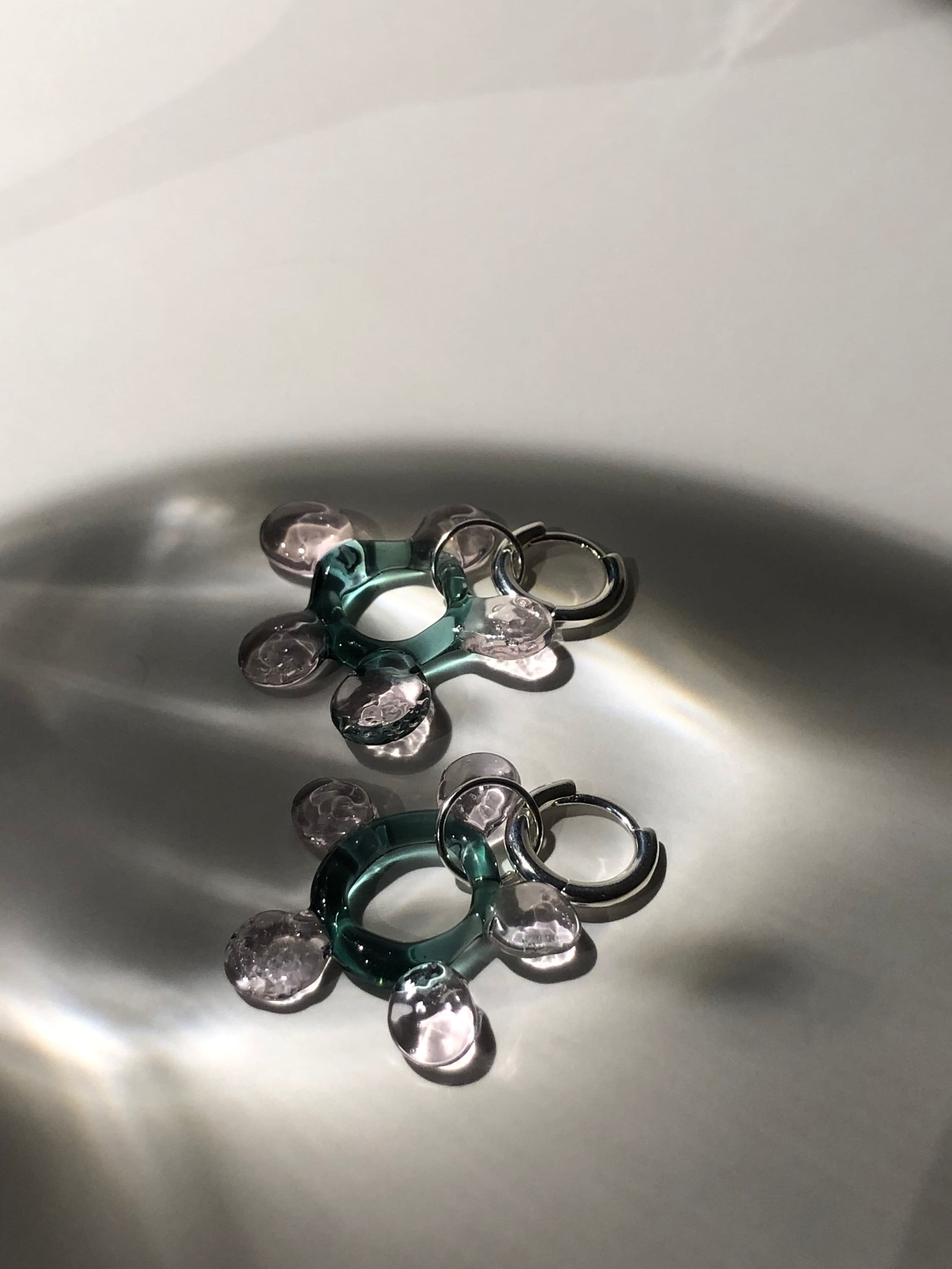 Handcrafted Glass Flower Hoop Earrings