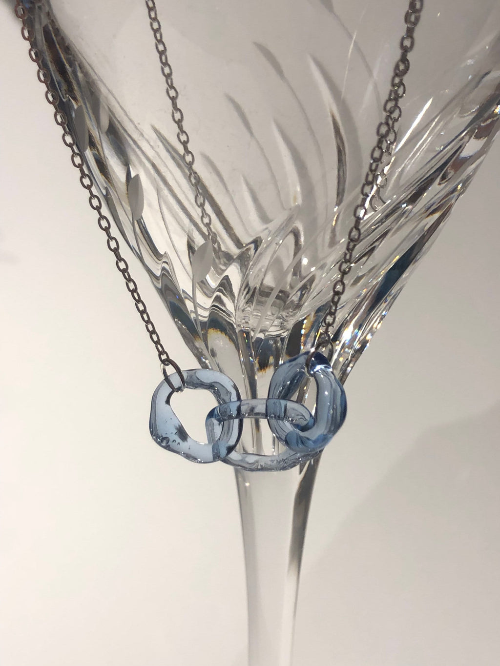 Handmade Ocean Blue chainlink Glass Necklace