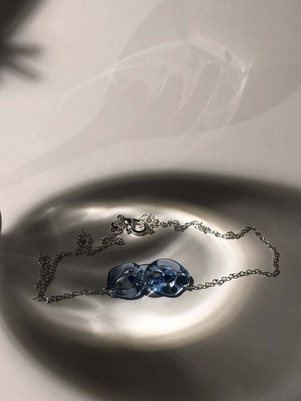 Handmade Ocean Blue chainlink Glass Necklace