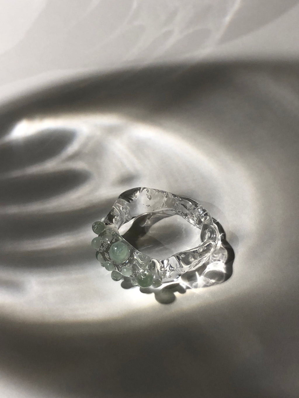 Handcrafted Mint Sprinkle Glass Ring