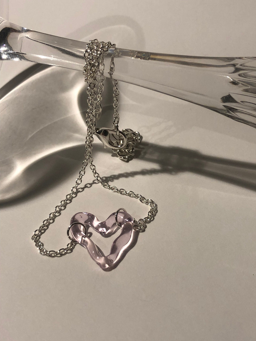 Handmade Rose Heart Glass Choker