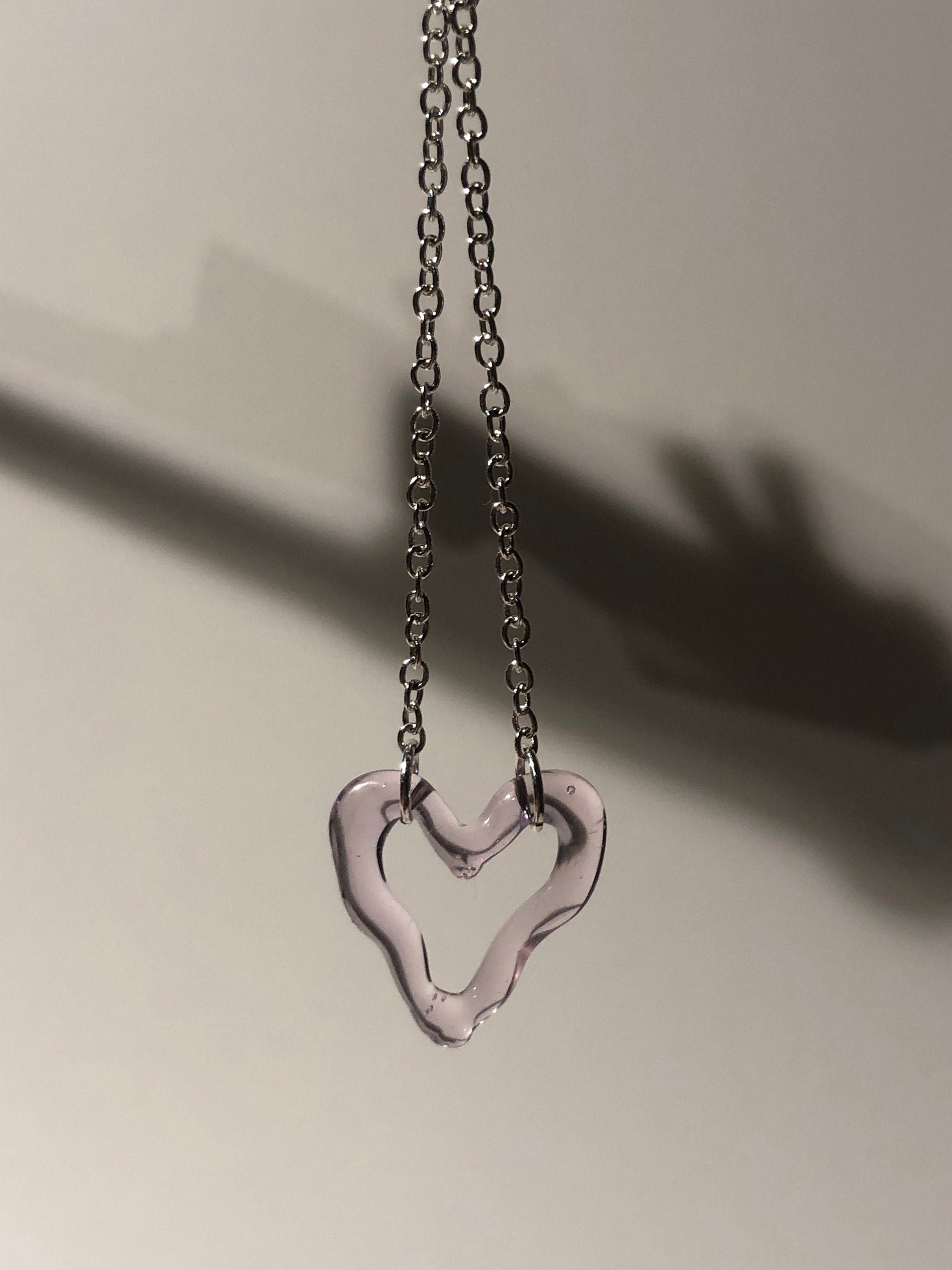 Handmade Rose Heart Glass Choker