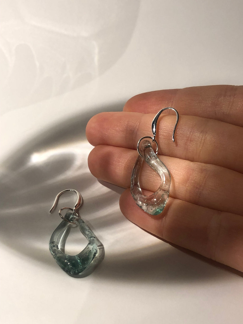 Handmade Turquoise Tropical Borosilicate Glass Loop Earrings