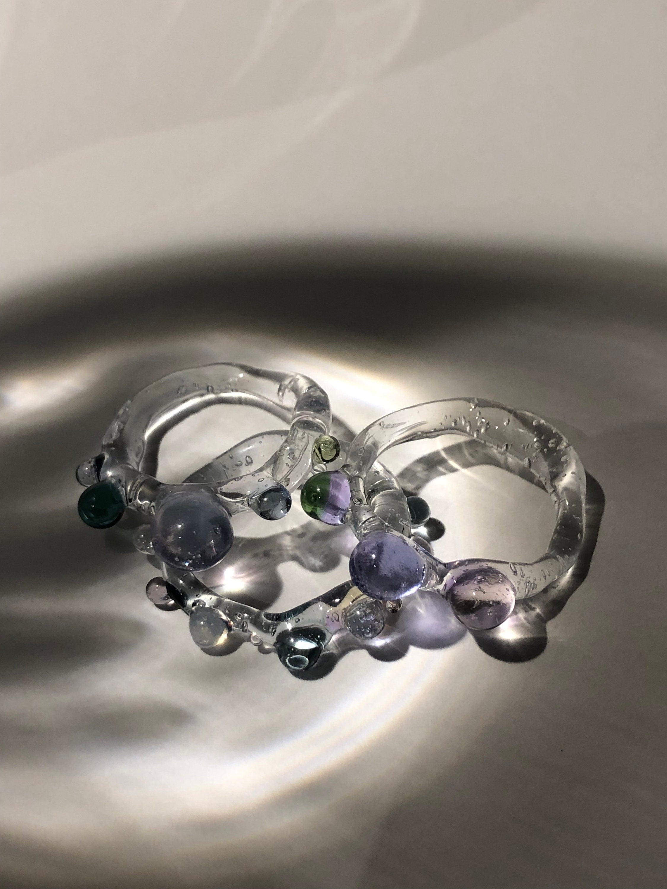 Colorful Glass Ring Stack