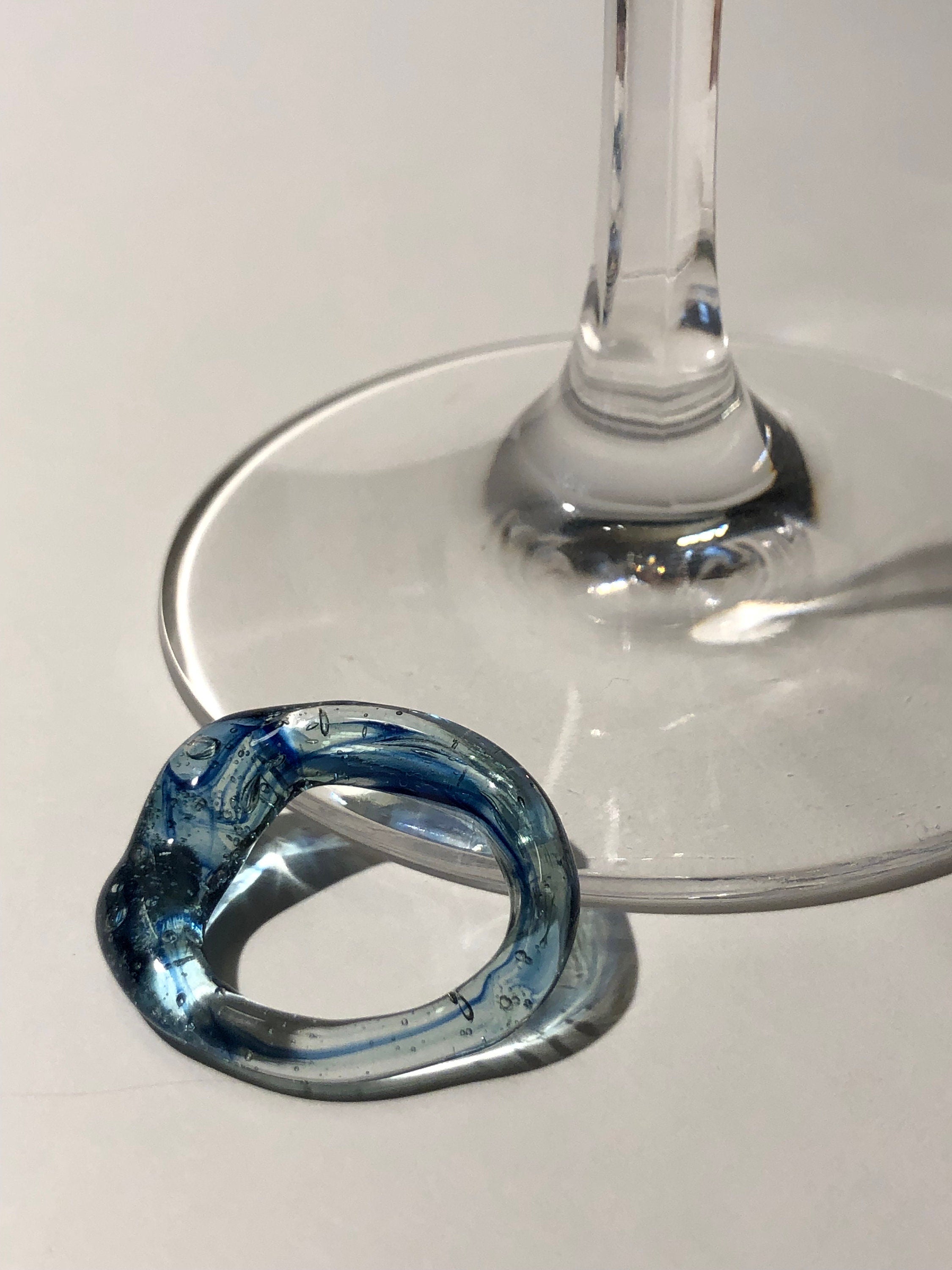 Ocean Blue Swirl Glass Ring