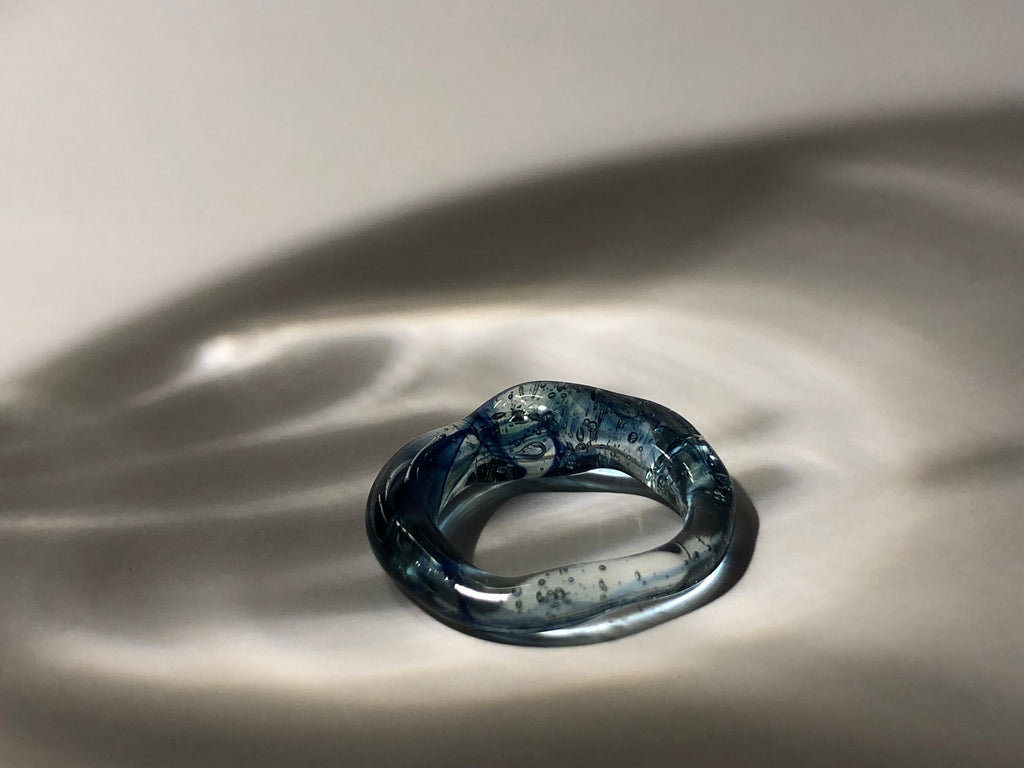 Ocean Blue Swirl Glass Ring