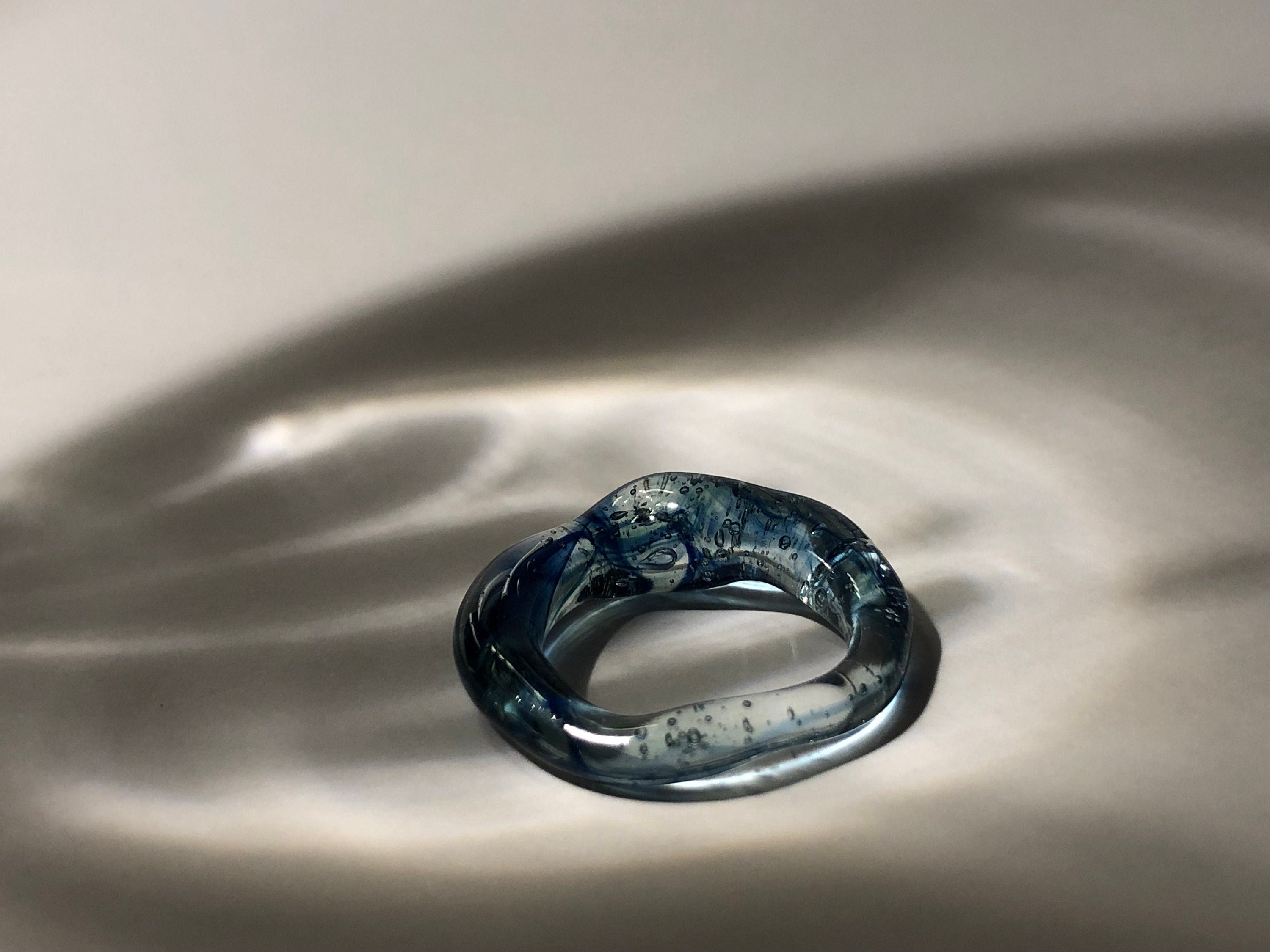 Ocean Blue Swirl Glass Ring
