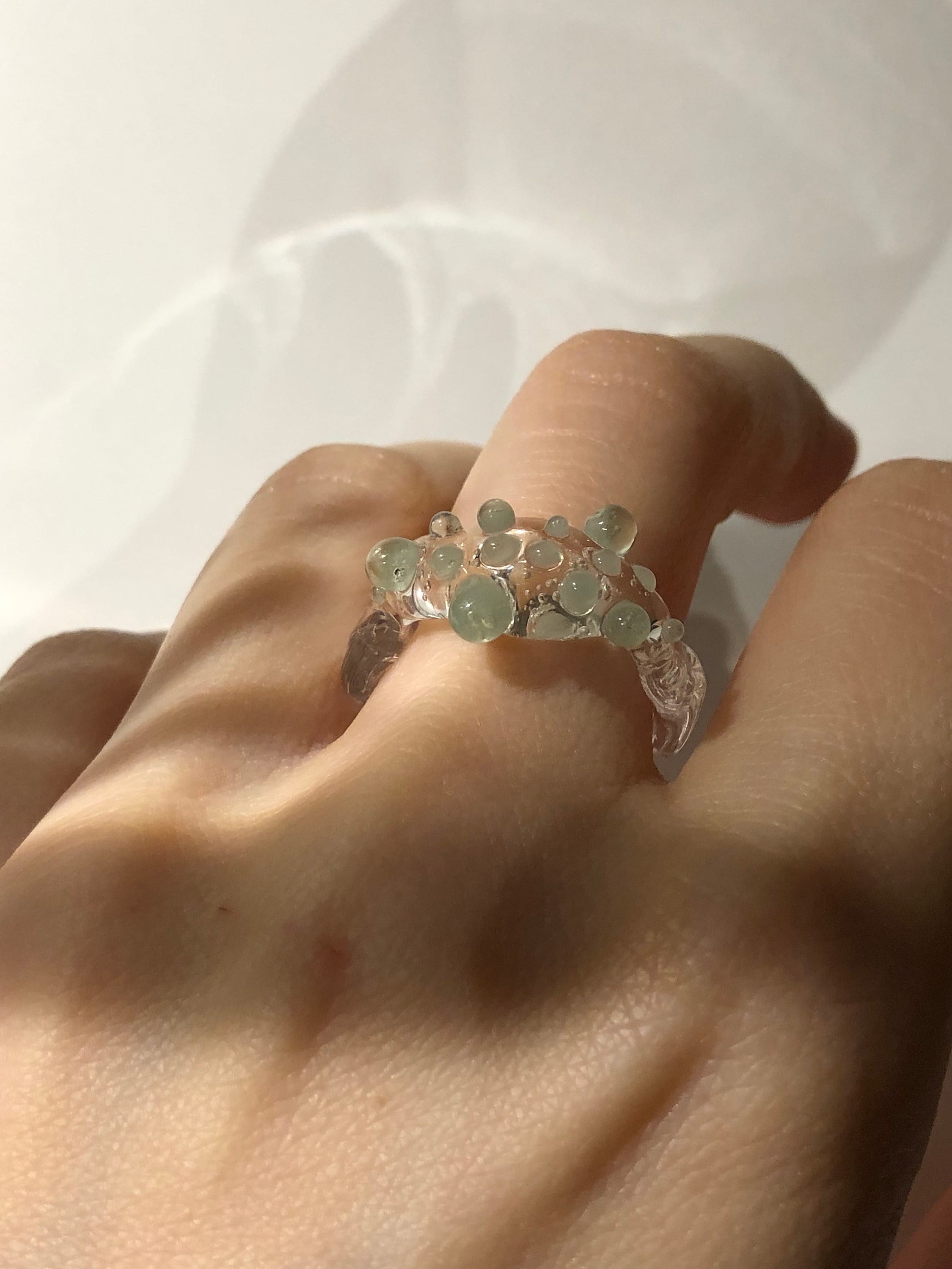 Handcrafted Mint Sprinkle Glass Ring