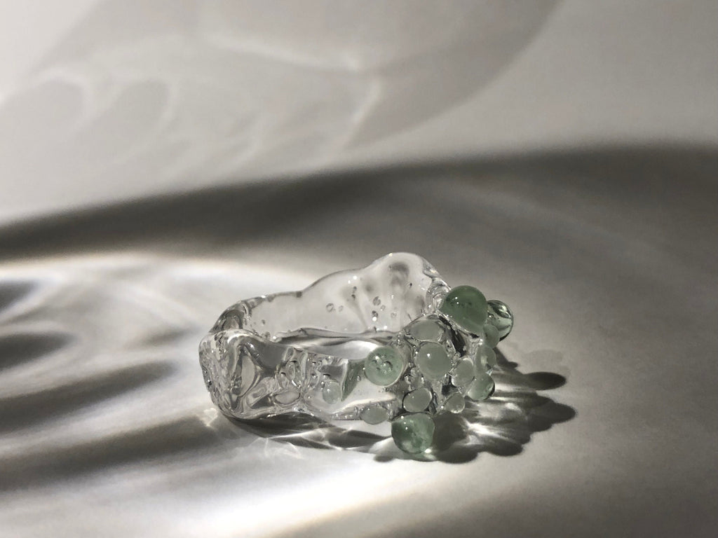 Handcrafted Mint Sprinkle Glass Ring