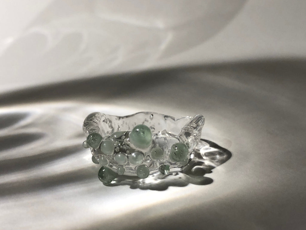 Handcrafted Mint Sprinkle Glass Ring