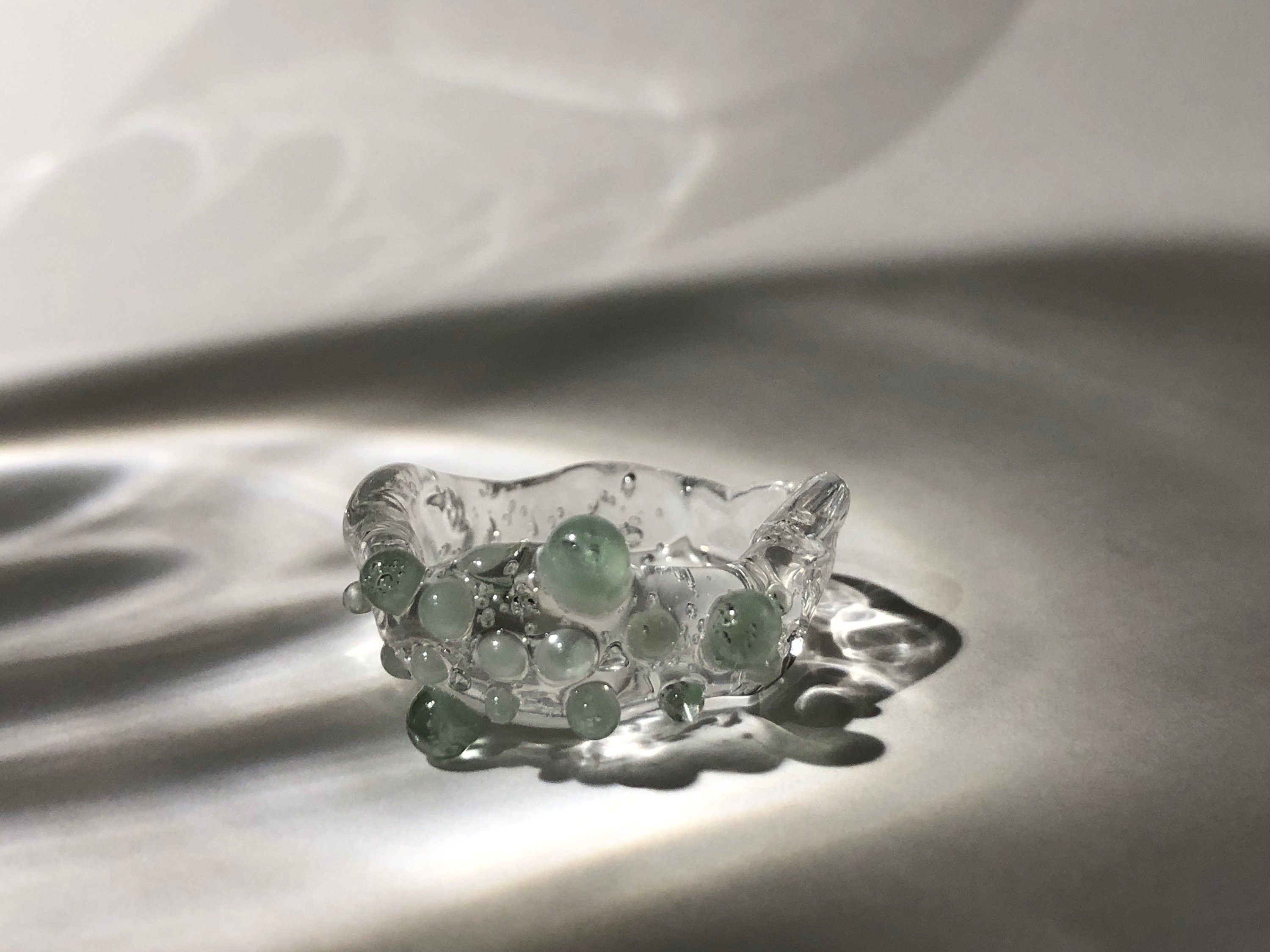 Handcrafted Mint Sprinkle Glass Ring